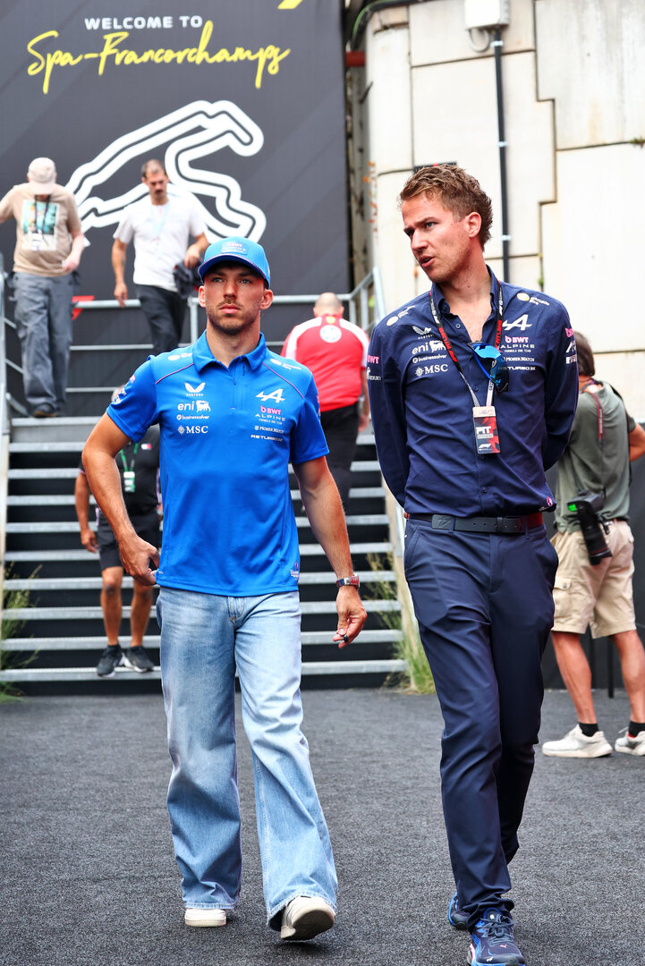 GP BELGIO, (L to R): Pierre Gasly (FRA) Alpine F1 Team with James Lloyd (GBR) Alpine F1 Team Senior Communications Manager.
16.07.2026. Formula 1 World Championship, Rd 10, Belgian Grand Prix, Spa Francorchamps, Belgium, Preparation Day.
- www.xpbimages.com, EMail: requests@xpbimages.com © Copyright: Bearne / XPB Images