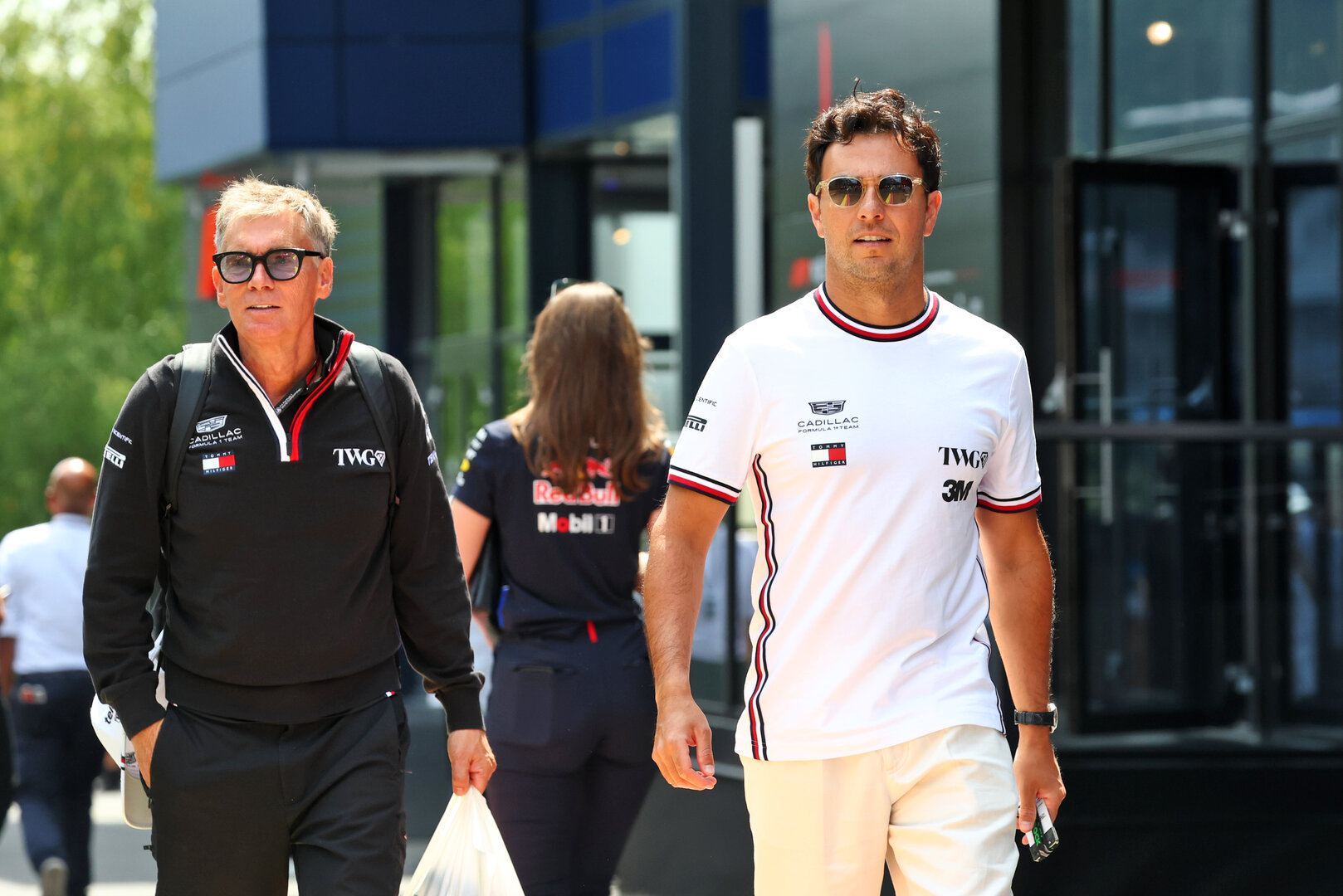 GP BELGIO, (L to R): Xavi Martos (ESP) Cadillac Formula 1 Team Physio with Sergio Perez (MEX) Cadillac Formula 1 Team.
16.07.2026. Formula 1 World Championship, Rd 10, Belgian Grand Prix, Spa Francorchamps, Belgium, Preparation Day.
- www.xpbimages.com, EMail: requests@xpbimages.com © Copyright: Bearne / XPB Images