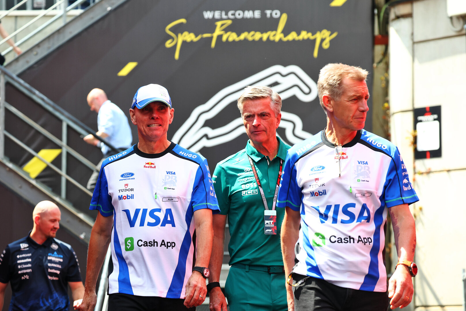 GP BELGIO, (L to R): Alan Permane (GBR) Racing Bulls Formula One Team Team Principal with Andy Stevenson (GBR) Aston Martin F1 Team Manager e Tim Goss (GBR) Racing Bulls Formula One Team Chief Technical Director.
16.07.2026. Formula 1 World Championship, Rd 10, Belgian Grand Prix, Spa Francorchamps, Belgium, Preparation Day.
- www.xpbimages.com, EMail: requests@xpbimages.com © Copyright: Bearne / XPB Images