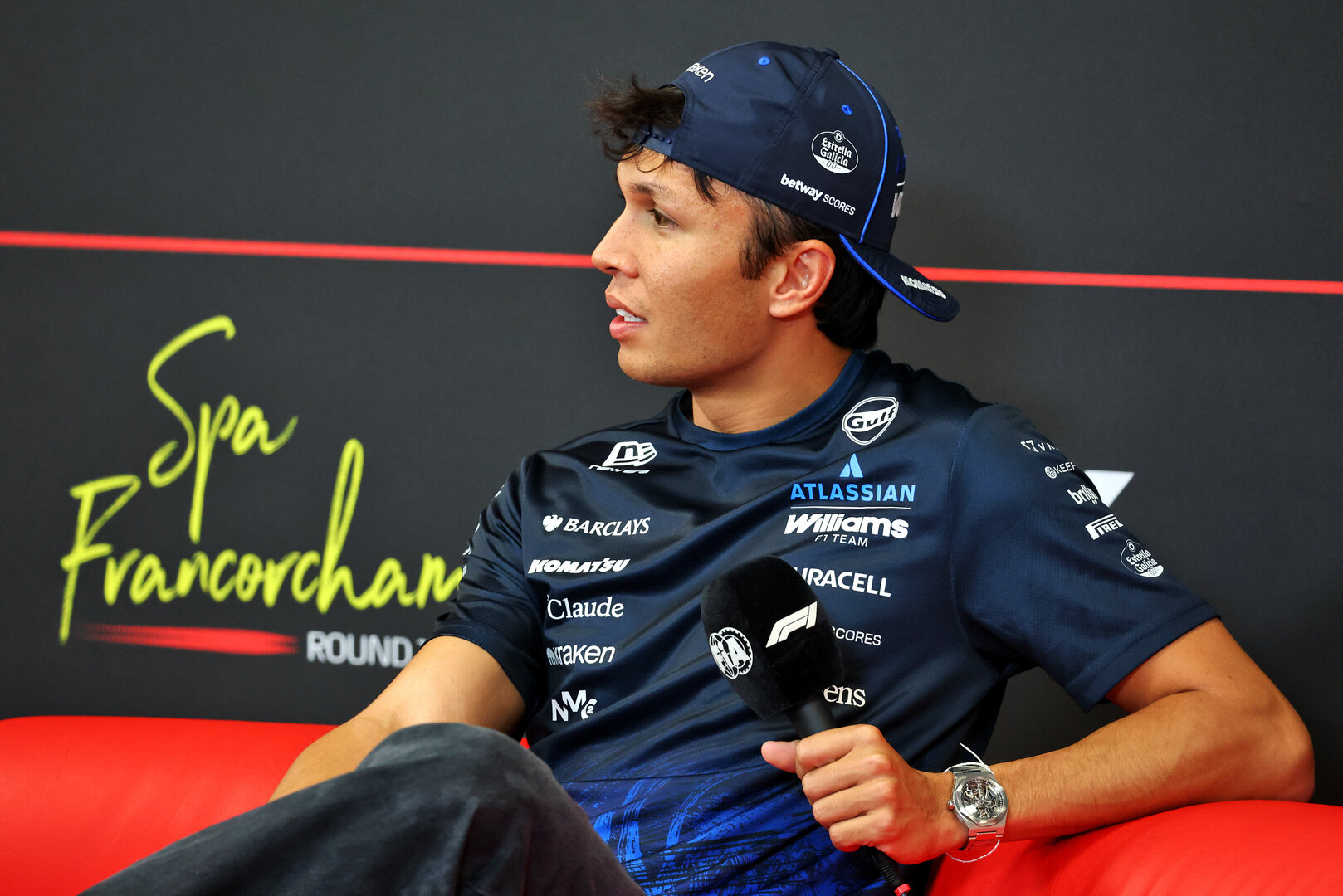 GP BELGIO, Alexander Albon (THA) Williams F1 Team in the FIA Press Conference.
16.07.2026. Formula 1 World Championship, Rd 10, Belgian Grand Prix, Spa Francorchamps, Belgium, Preparation Day.
- www.xpbimages.com, EMail: requests@xpbimages.com © Copyright: Bearne / XPB Images