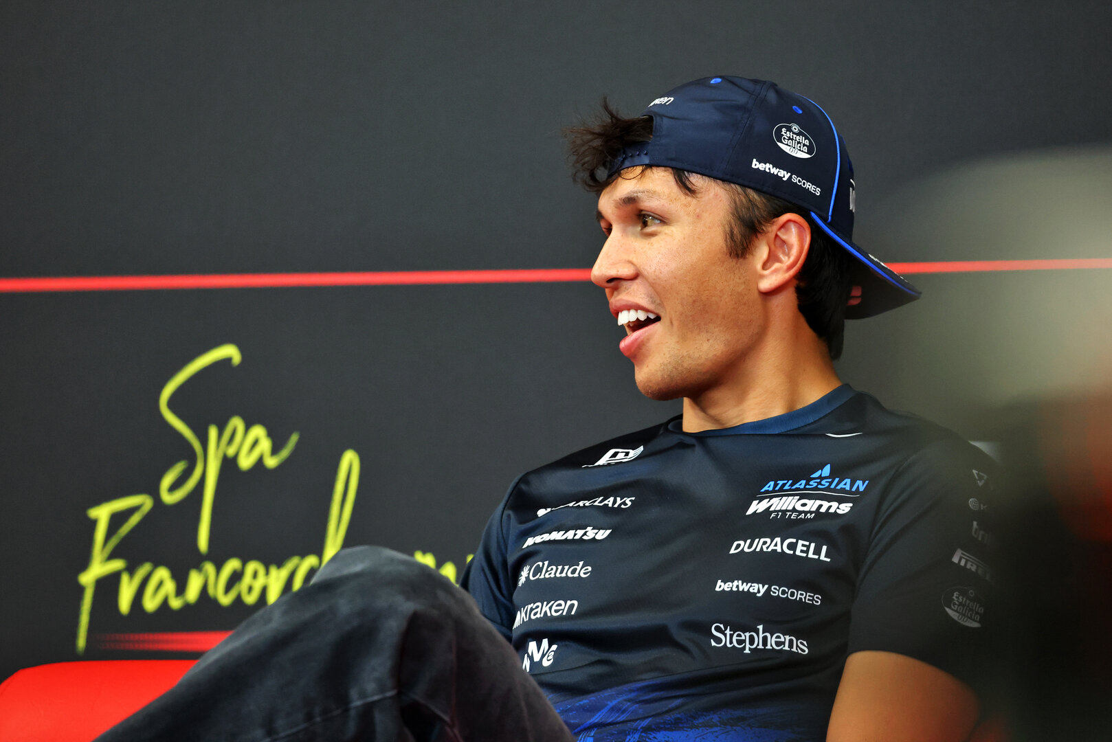 GP BELGIO, Alexander Albon (THA) Williams F1 Team in the FIA Press Conference.
16.07.2026. Formula 1 World Championship, Rd 10, Belgian Grand Prix, Spa Francorchamps, Belgium, Preparation Day.
- www.xpbimages.com, EMail: requests@xpbimages.com © Copyright: Bearne / XPB Images