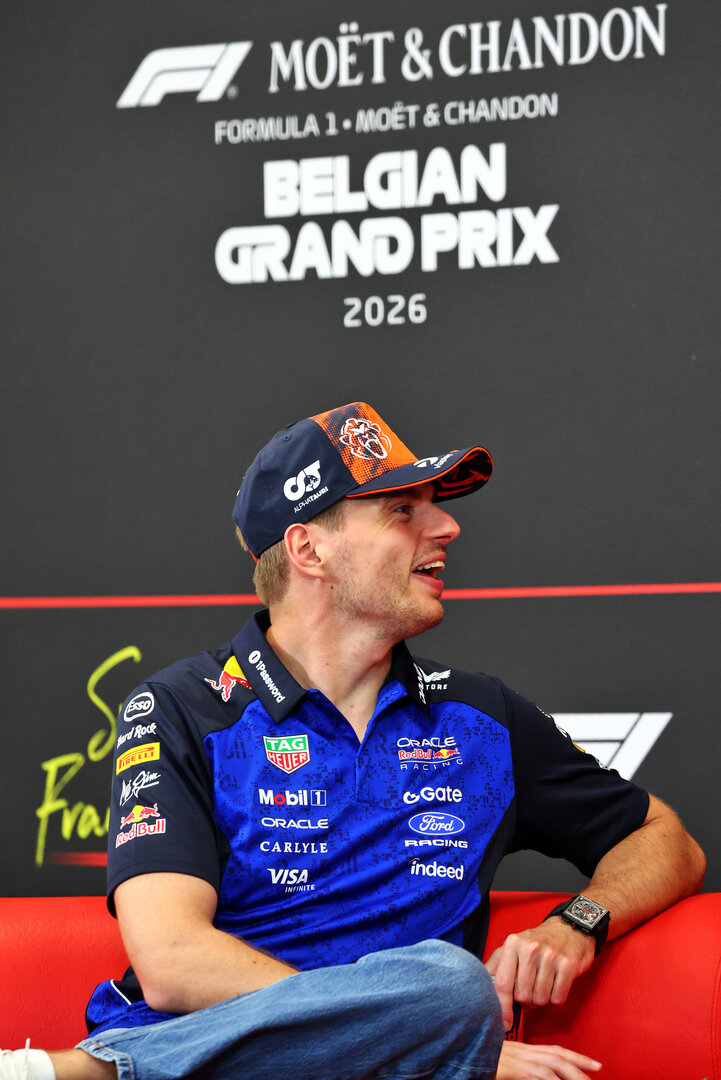 GP BELGIO, Max Verstappen (NLD) Red Bull Racing in the FIA Press Conference.
16.07.2026. Formula 1 World Championship, Rd 10, Belgian Grand Prix, Spa Francorchamps, Belgium, Preparation Day.
- www.xpbimages.com, EMail: requests@xpbimages.com © Copyright: Bearne / XPB Images
