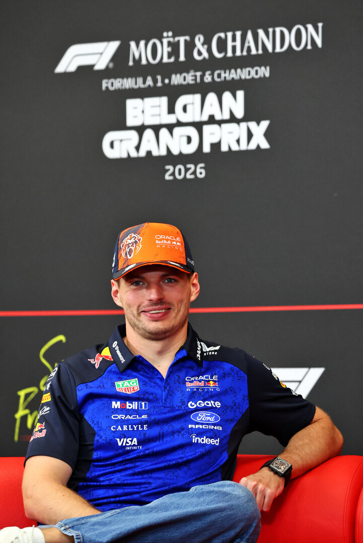 GP BELGIO, Max Verstappen (NLD) Red Bull Racing in the FIA Press Conference.
16.07.2026. Formula 1 World Championship, Rd 10, Belgian Grand Prix, Spa Francorchamps, Belgium, Preparation Day.
- www.xpbimages.com, EMail: requests@xpbimages.com © Copyright: Bearne / XPB Images