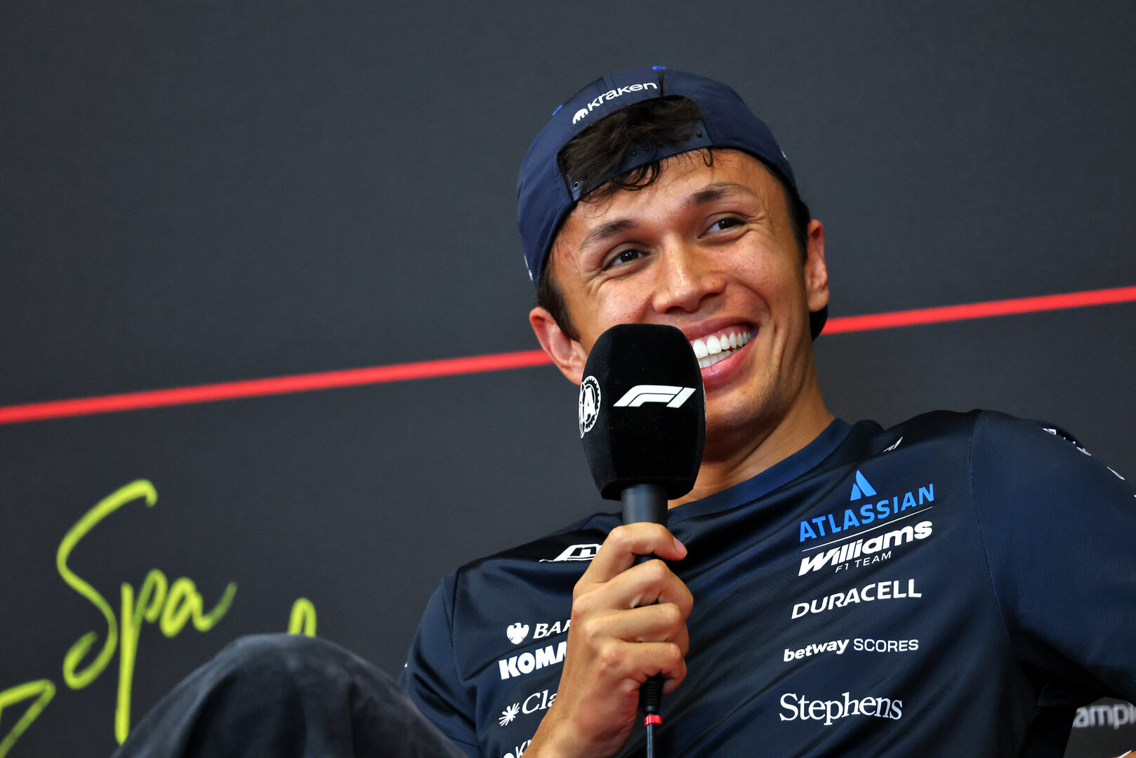 GP BELGIO, Alexander Albon (THA) Williams F1 Team in the FIA Press Conference.
16.07.2026. Formula 1 World Championship, Rd 10, Belgian Grand Prix, Spa Francorchamps, Belgium, Preparation Day.
- www.xpbimages.com, EMail: requests@xpbimages.com © Copyright: Bearne / XPB Images