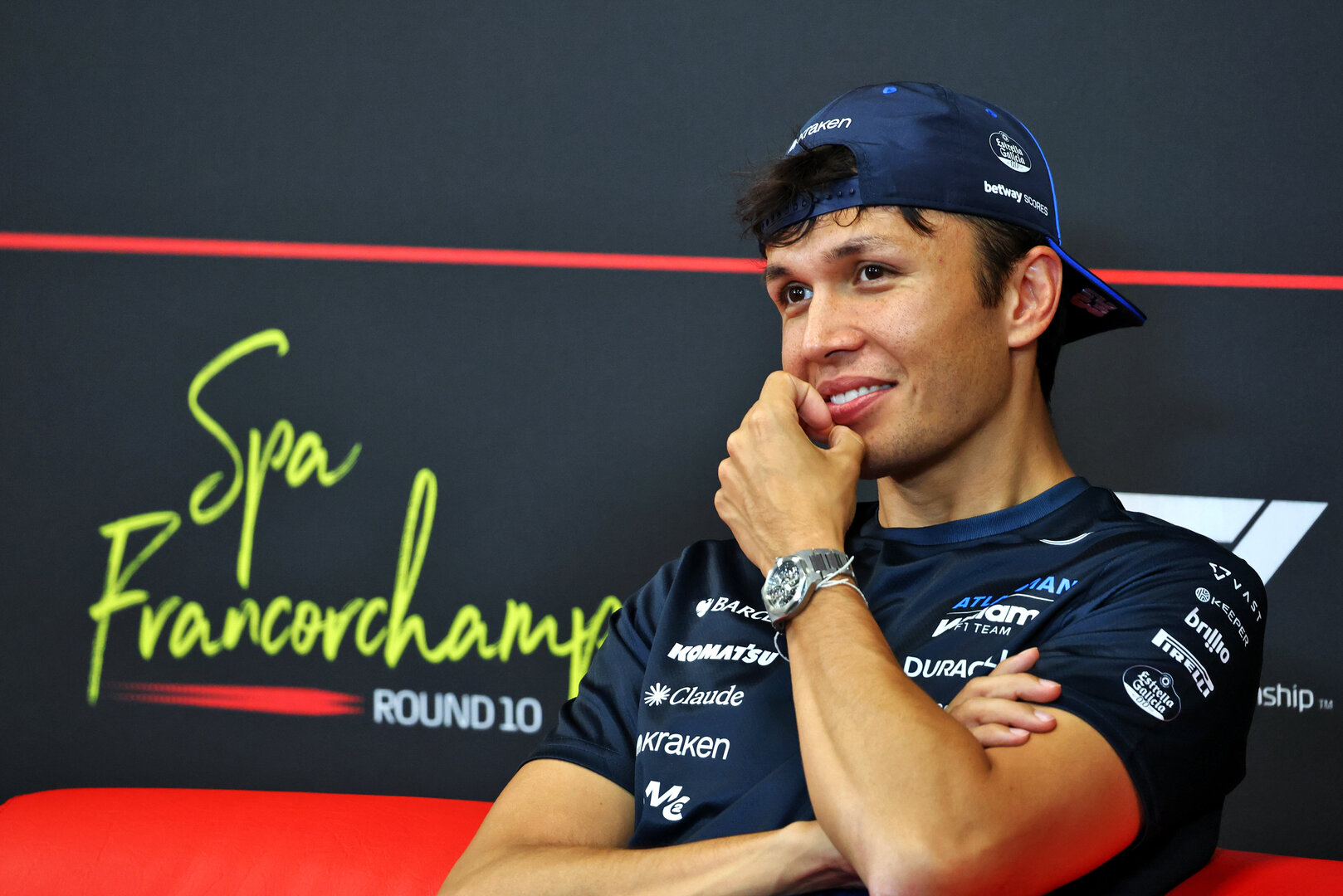 GP BELGIO, Alexander Albon (THA) Williams F1 Team in the FIA Press Conference.
16.07.2026. Formula 1 World Championship, Rd 10, Belgian Grand Prix, Spa Francorchamps, Belgium, Preparation Day.
- www.xpbimages.com, EMail: requests@xpbimages.com © Copyright: Bearne / XPB Images