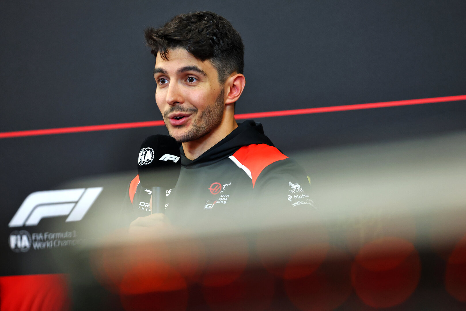 GP BELGIO, Esteban Ocon (FRA) Haas F1 Team in the FIA Press Conference.
16.07.2026. Formula 1 World Championship, Rd 10, Belgian Grand Prix, Spa Francorchamps, Belgium, Preparation Day.
- www.xpbimages.com, EMail: requests@xpbimages.com © Copyright: Bearne / XPB Images