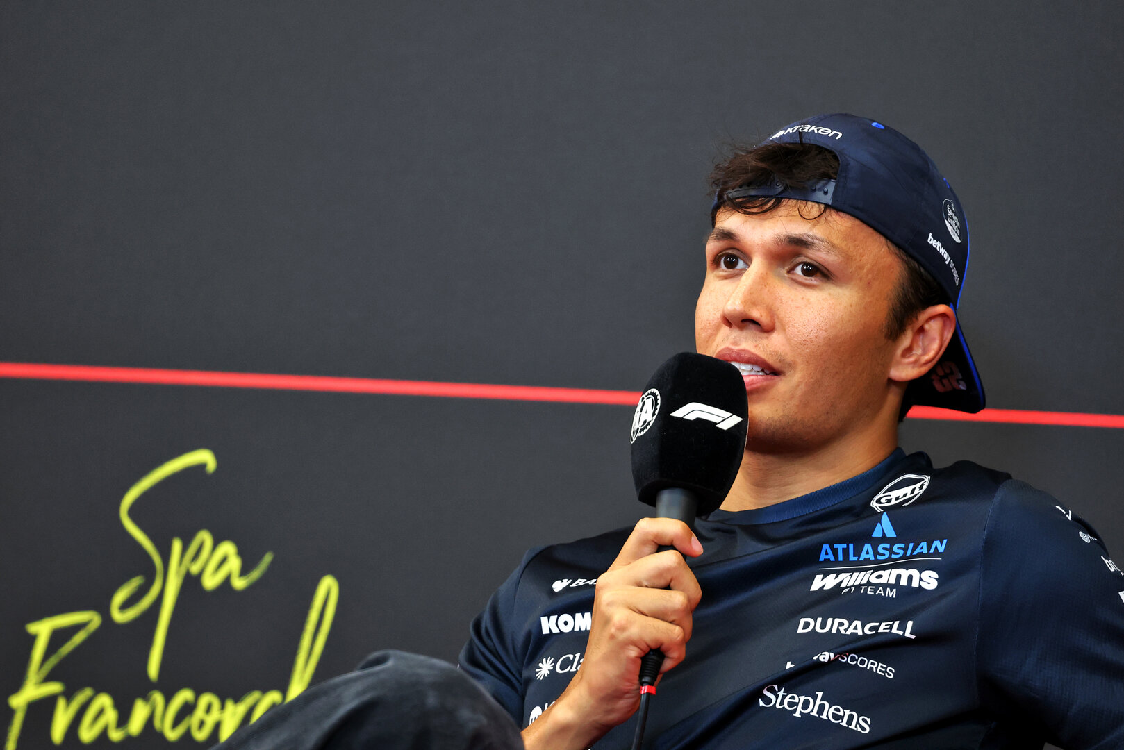 GP BELGIO, Alexander Albon (THA) Williams F1 Team in the FIA Press Conference.
16.07.2026. Formula 1 World Championship, Rd 10, Belgian Grand Prix, Spa Francorchamps, Belgium, Preparation Day.
- www.xpbimages.com, EMail: requests@xpbimages.com © Copyright: Bearne / XPB Images