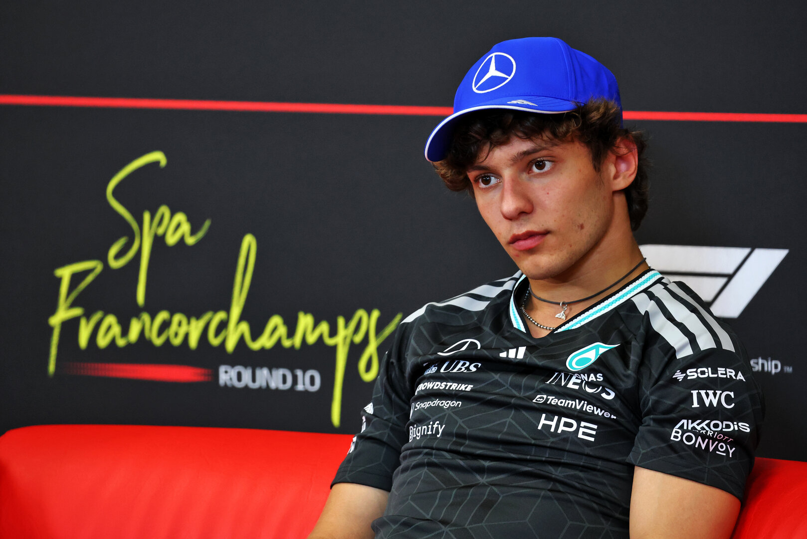 GP BELGIO, Andrea Kimi Antonelli (ITA) Mercedes AMG Formula One Team in the FIA Press Conference.
16.07.2026. Formula 1 World Championship, Rd 10, Belgian Grand Prix, Spa Francorchamps, Belgium, Preparation Day.
- www.xpbimages.com, EMail: requests@xpbimages.com © Copyright: Bearne / XPB Images