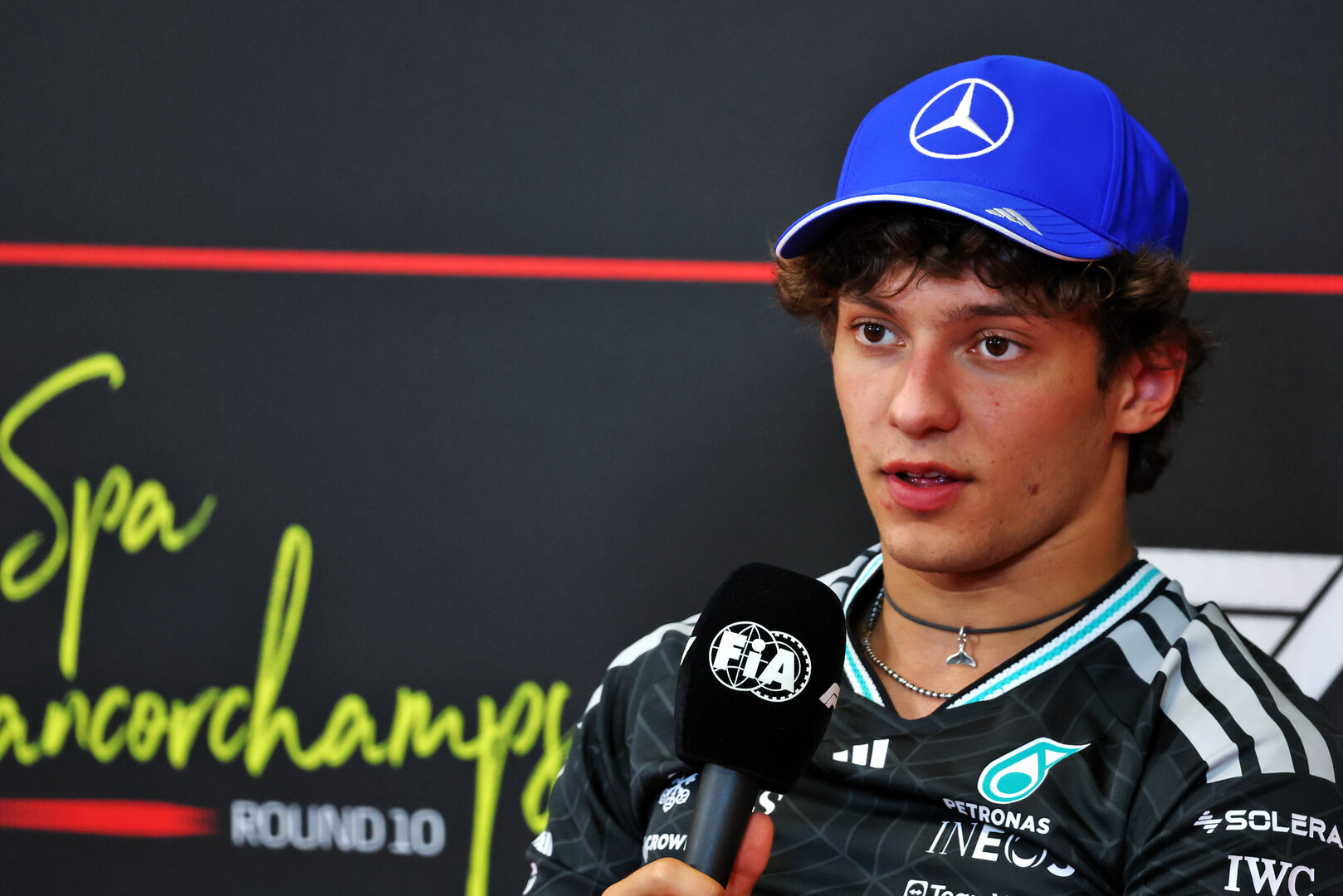 GP BELGIO, Andrea Kimi Antonelli (ITA) Mercedes AMG Formula One Team in the FIA Press Conference.
16.07.2026. Formula 1 World Championship, Rd 10, Belgian Grand Prix, Spa Francorchamps, Belgium, Preparation Day.
- www.xpbimages.com, EMail: requests@xpbimages.com © Copyright: Bearne / XPB Images