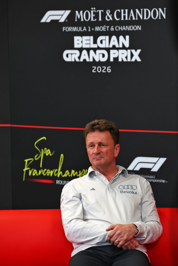 GP BELGIO, Allan McNish (GBR) Audi F1 Team Racing Director in the FIA Press Conference.
17.07.2026. Formula 1 World Championship, Rd 10, Belgian Grand Prix, Spa Francorchamps, Belgium, Practice Day.
- www.xpbimages.com, EMail: requests@xpbimages.com © Copyright: Patching / XPB Images