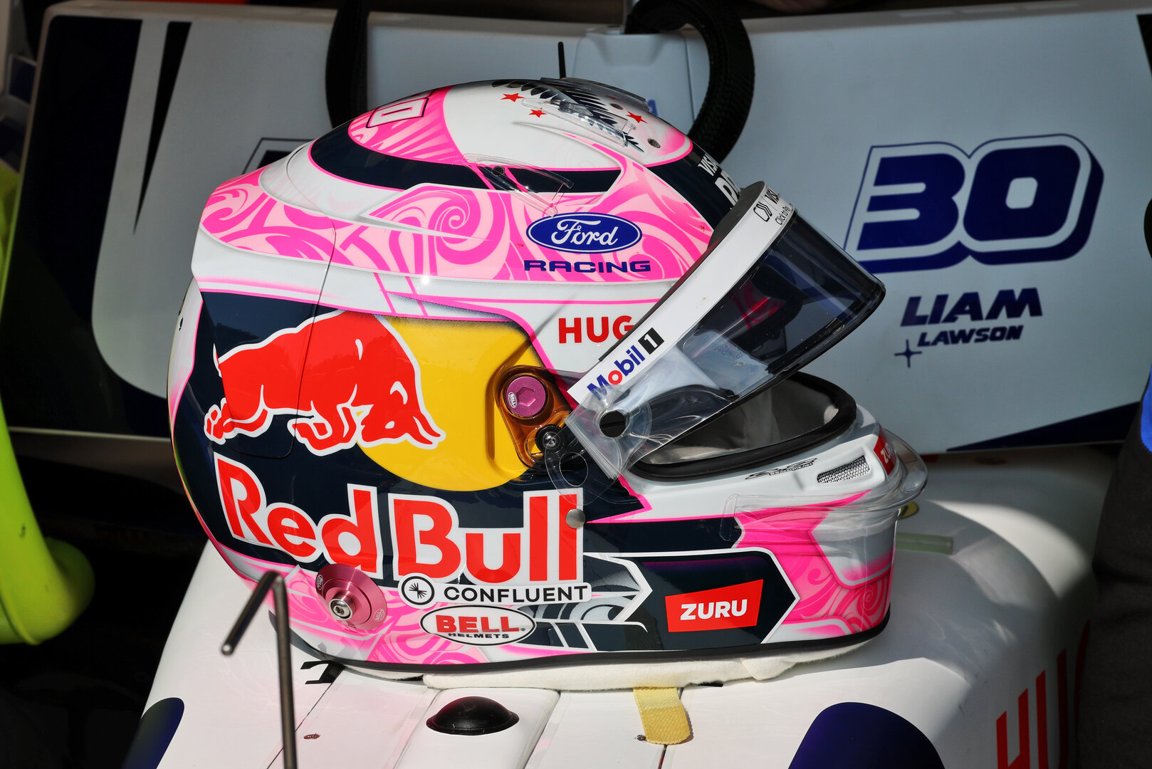GP BELGIO, The helmet of Liam Lawson (NZL) Racing Bulls Formula One Team.
17.07.2026. Formula 1 World Championship, Rd 10, Belgian Grand Prix, Spa Francorchamps, Belgium, Practice Day.
- www.xpbimages.com, EMail: requests@xpbimages.com © Copyright: Batchelor / XPB Images