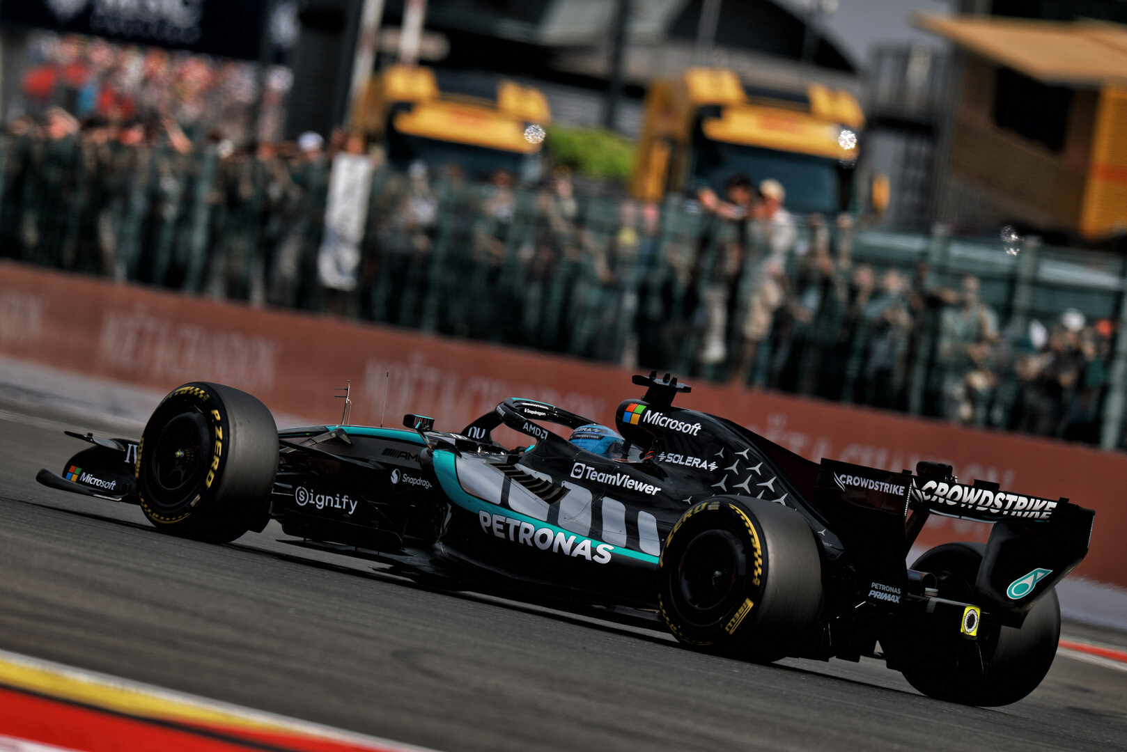 GP BELGIO, George Russell (GBR) Mercedes AMG Formula One Team W17.
17.07.2026. Formula 1 World Championship, Rd 10, Belgian Grand Prix, Spa Francorchamps, Belgium, Practice Day.
- www.xpbimages.com, EMail: requests@xpbimages.com © Copyright: Charniaux / XPB Images