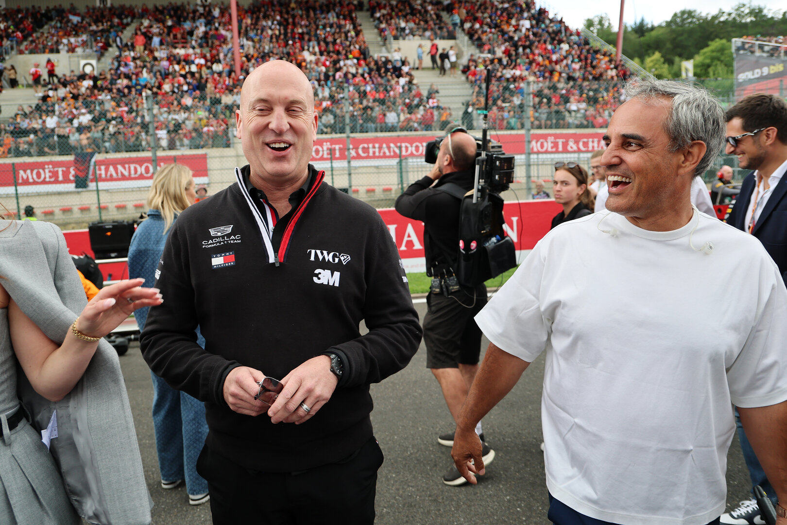 GP BELGIO, (L to R): Dan Towriss (USA) Cadillac F1 Team e TWG Motorsports CEO e Juan Pablo Montoya (COL) on the grid.
19.07.2026. Formula 1 World Championship, Rd 10, Belgian Grand Prix, Spa Francorchamps, Belgium, Gara Day.
- www.xpbimages.com, EMail: requests@xpbimages.com © Copyright: Batchelor / XPB Images