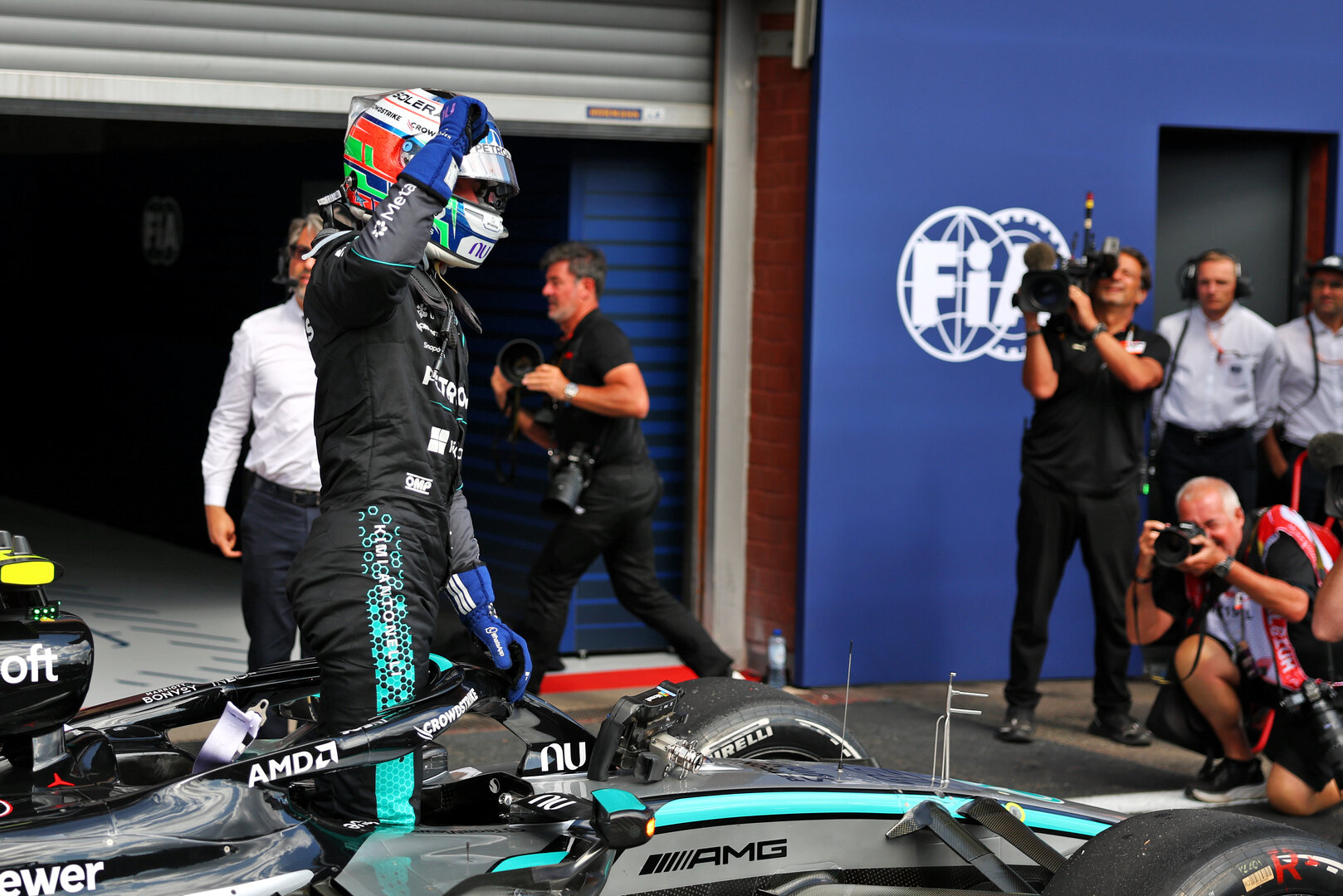 GP BELGIO, Gara winner Andrea Kimi Antonelli (ITA) Mercedes AMG Formula One Team W17 celebrates in parc ferme.
19.07.2026. Formula 1 World Championship, Rd 10, Belgian Grand Prix, Spa Francorchamps, Belgium, Gara Day.
 - www.xpbimages.com, EMail: requests@xpbimages.com © Copyright: Patching / XPB Images