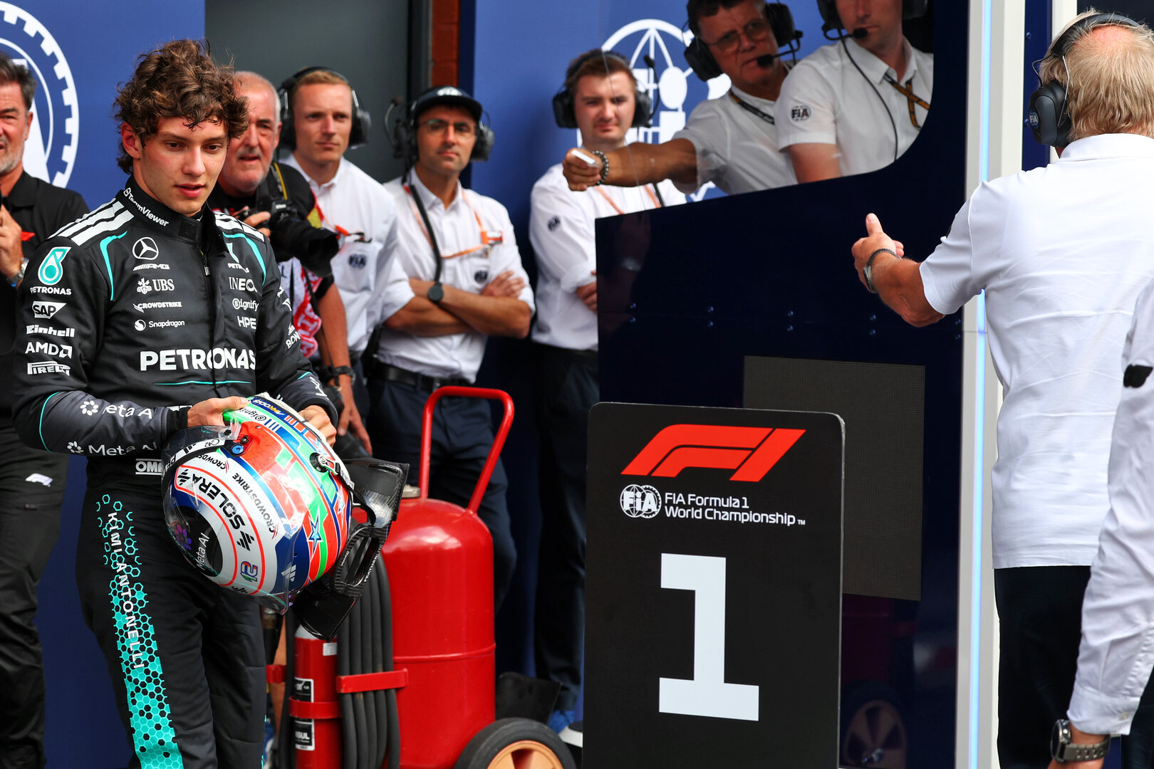 GP BELGIO, Gara winner Andrea Kimi Antonelli (ITA) Mercedes AMG Formula One Team in parc ferme.
19.07.2026. Formula 1 World Championship, Rd 10, Belgian Grand Prix, Spa Francorchamps, Belgium, Gara Day.
- www.xpbimages.com, EMail: requests@xpbimages.com © Copyright: Bearne / XPB Images