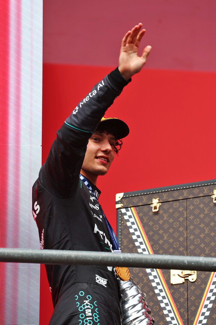 GP BELGIO, Gara winner Andrea Kimi Antonelli (ITA) Mercedes AMG Formula One Team celebrates on the podium.
19.07.2026. Formula 1 World Championship, Rd 10, Belgian Grand Prix, Spa Francorchamps, Belgium, Gara Day.
 - www.xpbimages.com, EMail: requests@xpbimages.com © Copyright: Patching / XPB Images