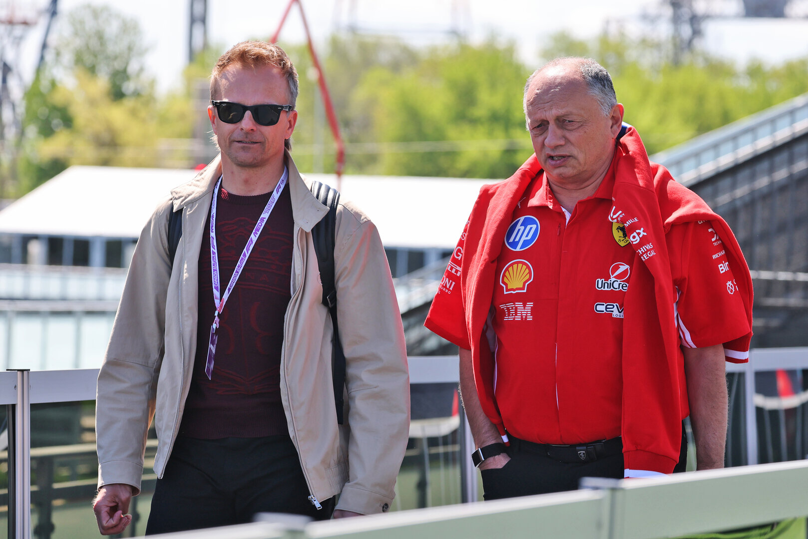 GP CANADA, (L to R): Heikki Kovalainen (FIN) with Frederic Vasseur (FRA) Ferrari Team Principal.
21.05.2026. Formula 1 World Championship, Rd 5, Canadian Grand Prix, Montreal, Canada, Preparation Day.
- www.xpbimages.com, EMail: requests@xpbimages.com © Copyright: Moy / XPB Images
