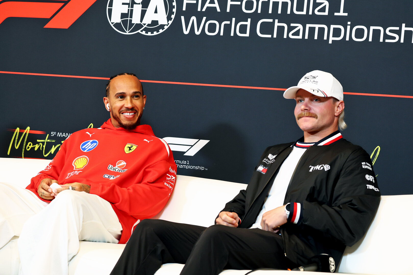 GP CANADA, (L to R): Lewis Hamilton (GBR) Ferrari e Valtteri Bottas (FIN) Cadillac Formula 1 Team in the FIA Press Conference.
21.05.2026. Formula 1 World Championship, Rd 5, Canadian Grand Prix, Montreal, Canada, Preparation Day.
- www.xpbimages.com, EMail: requests@xpbimages.com © Copyright: Bearne / XPB Images