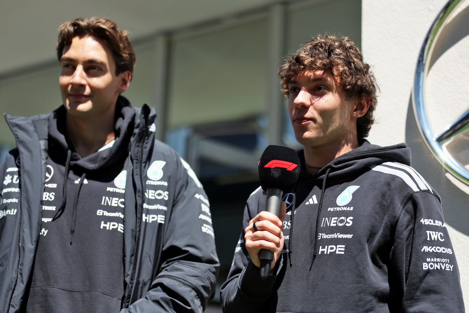 GP CANADA, (L to R): George Russell (GBR) Mercedes AMG Formula One Team e Andrea Kimi Antonelli (ITA) Mercedes AMG Formula One Team.
21.05.2026. Formula 1 World Championship, Rd 5, Canadian Grand Prix, Montreal, Canada, Preparation Day.
- www.xpbimages.com, EMail: requests@xpbimages.com © Copyright: Dunbar / XPB Images