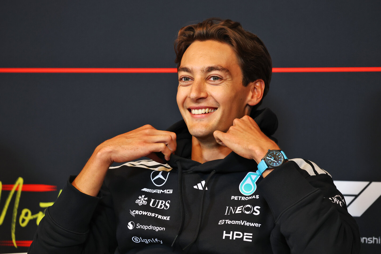 GP CANADA, George Russell (GBR) Mercedes AMG Formula One Team in the FIA Press Conference.
21.05.2026. Formula 1 World Championship, Rd 5, Canadian Grand Prix, Montreal, Canada, Preparation Day.
- www.xpbimages.com, EMail: requests@xpbimages.com © Copyright: Bearne / XPB Images
