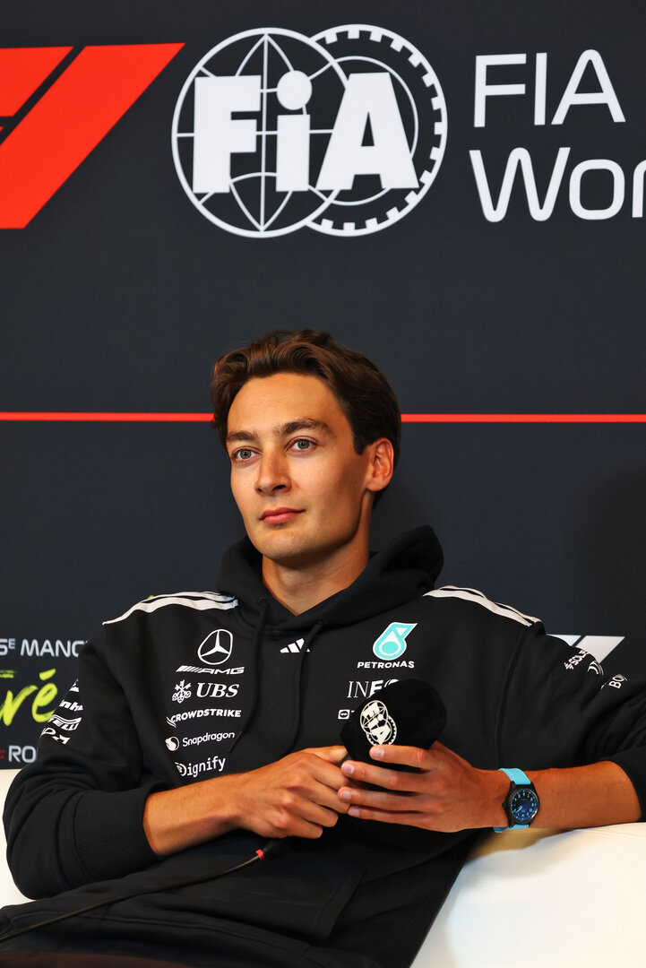 GP CANADA, George Russell (GBR) Mercedes AMG Formula One Team in the FIA Press Conference.
21.05.2026. Formula 1 World Championship, Rd 5, Canadian Grand Prix, Montreal, Canada, Preparation Day.
- www.xpbimages.com, EMail: requests@xpbimages.com © Copyright: Bearne / XPB Images