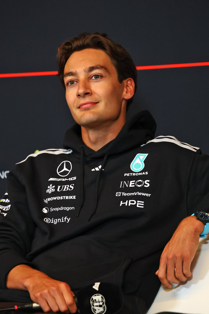 GP CANADA, George Russell (GBR) Mercedes AMG Formula One Team in the FIA Press Conference.
21.05.2026. Formula 1 World Championship, Rd 5, Canadian Grand Prix, Montreal, Canada, Preparation Day.
- www.xpbimages.com, EMail: requests@xpbimages.com © Copyright: Bearne / XPB Images