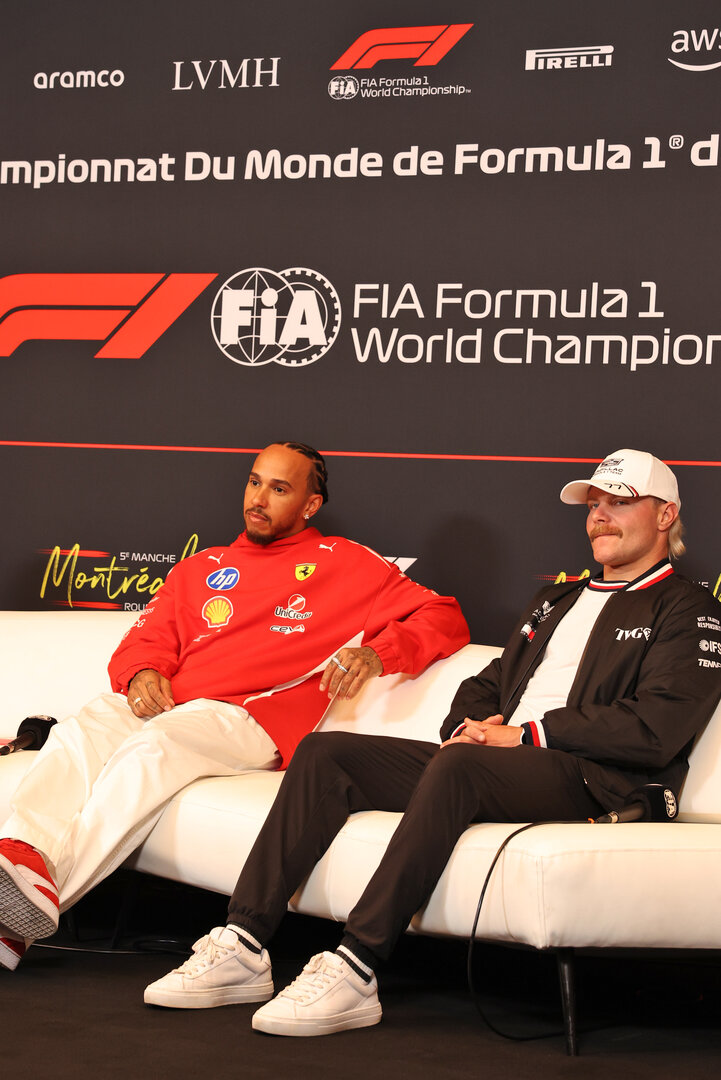 GP CANADA, (L to R): Lewis Hamilton (GBR) Ferrari; e Valtteri Bottas (FIN) Cadillac Formula 1 Team, in the FIA Press Conference.
21.05.2026. Formula 1 World Championship, Rd 5, Canadian Grand Prix, Montreal, Canada, Preparation Day.
- www.xpbimages.com, EMail: requests@xpbimages.com © Copyright: Bearne / XPB Images