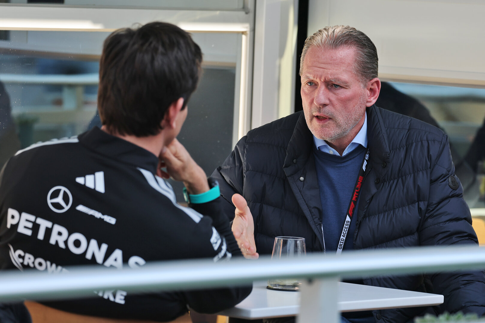 GP CANADA, Jos Verstappen (NLD) with Toto Wolff (GER) Mercedes AMG Formula One Team Shareholder e Executive Director.
21.05.2026. Formula 1 World Championship, Rd 5, Canadian Grand Prix, Montreal, Canada, Preparation Day.
- www.xpbimages.com, EMail: requests@xpbimages.com © Copyright: Moy / XPB Images