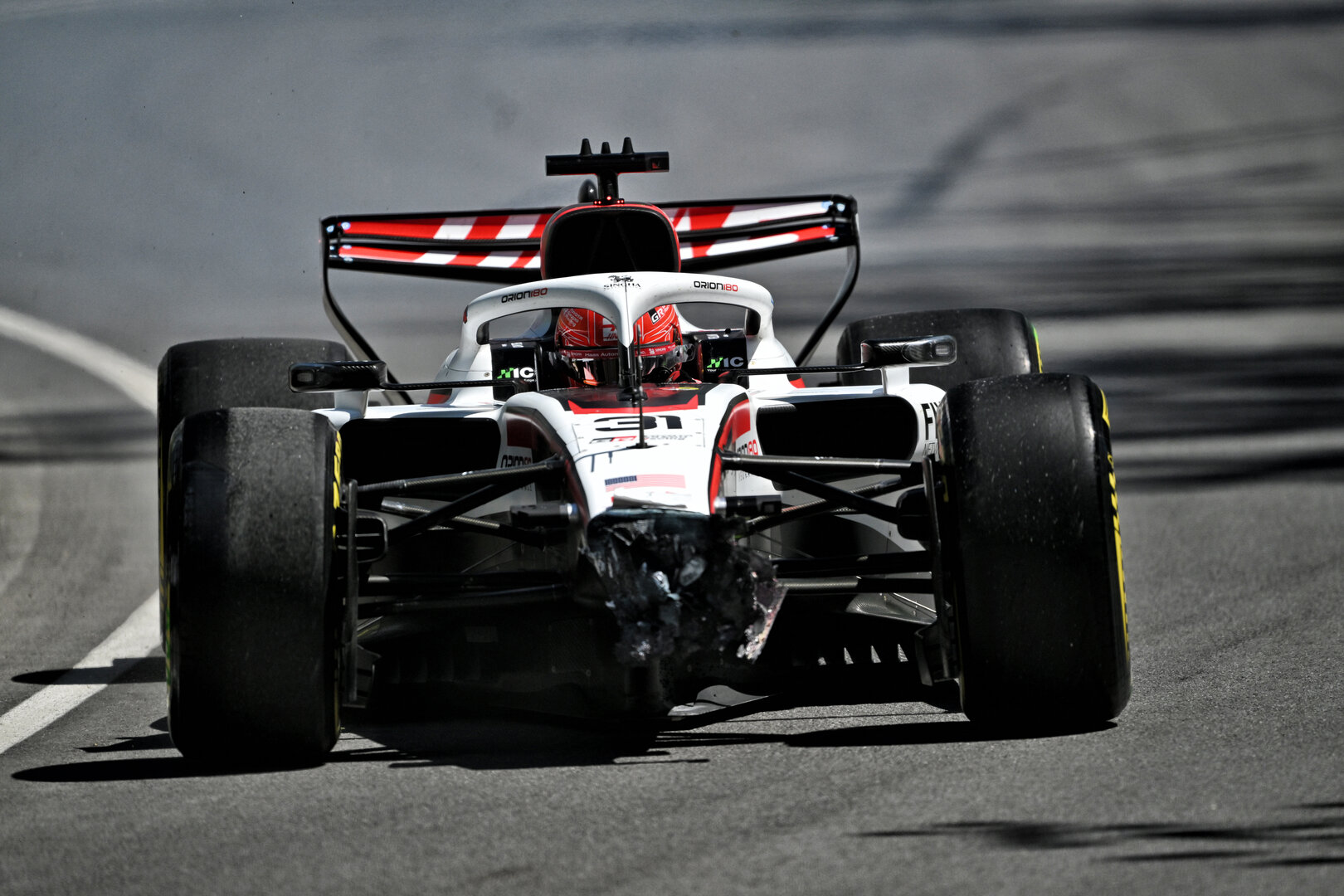 GP CANADA, Esteban Ocon (FRA) Haas F1 Team VF-26 crashed in the practice session.
22.05.2026. Formula 1 World Championship, Rd 5, Canadian Grand Prix, Montreal, Canada, Sprint Qualifiche Day.
- www.xpbimages.com, EMail: requests@xpbimages.com © Copyright: Price / XPB Images