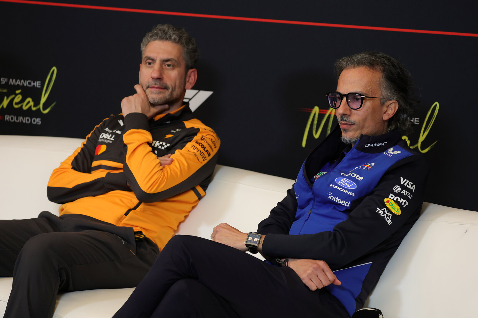GP CANADA, (L to R): Andrea Stella (ITA) McLaren F1 Team Team Principal e Laurent Mekies (FRA) Red Bull Racing Team Principal e CEO in the FIA Press Conference.
22.05.2026. Formula 1 World Championship, Rd 5, Canadian Grand Prix, Montreal, Canada, Sprint Qualifiche Day.
- www.xpbimages.com, EMail: requests@xpbimages.com © Copyright: Moy / XPB Images