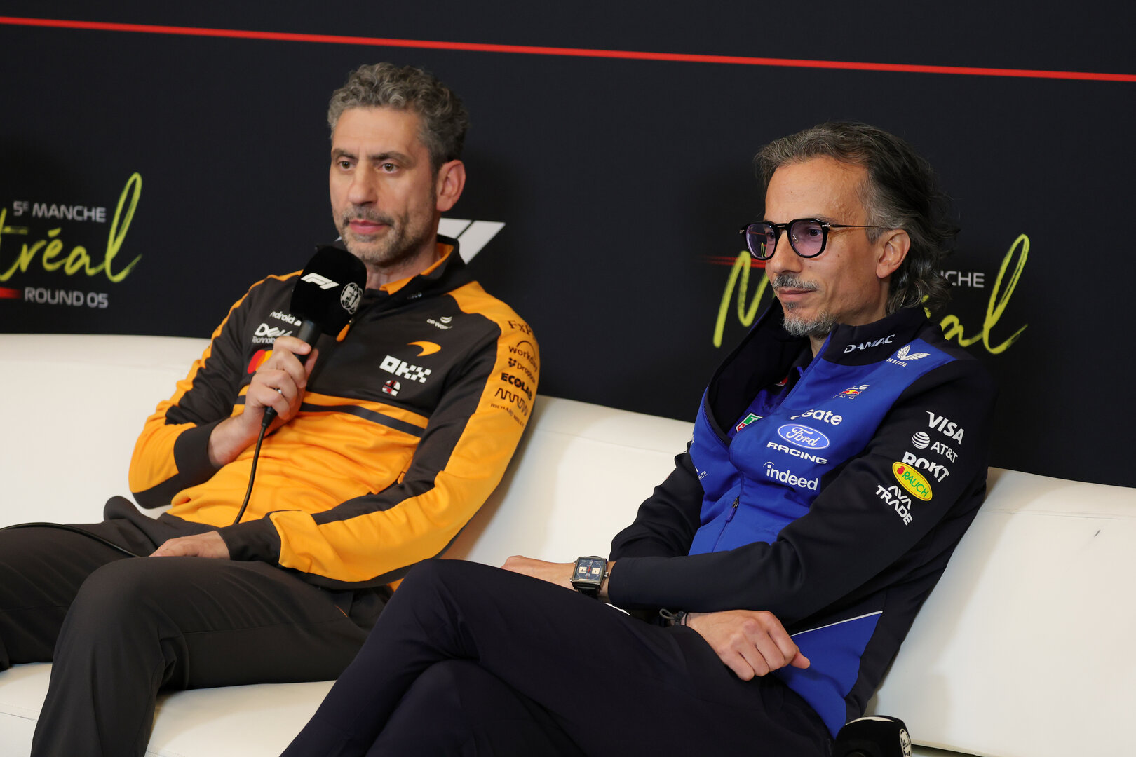 GP CANADA, (L to R): Andrea Stella (ITA) McLaren F1 Team Team Principal e Laurent Mekies (FRA) Red Bull Racing Team Principal e CEO in the FIA Press Conference.
22.05.2026. Formula 1 World Championship, Rd 5, Canadian Grand Prix, Montreal, Canada, Sprint Qualifiche Day.
- www.xpbimages.com, EMail: requests@xpbimages.com © Copyright: Moy / XPB Images