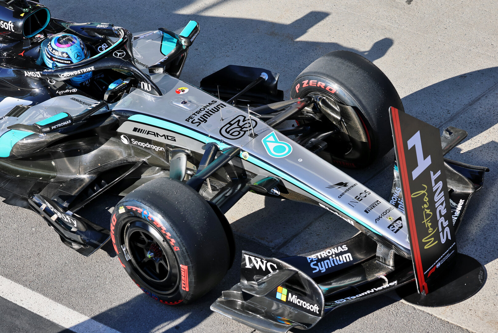GP CANADA, Pole sitter George Russell (GBR) Mercedes AMG Formula One Team W17 in Sprint Qualifiche parc ferme.
22.05.2026. Formula 1 World Championship, Rd 5, Canadian Grand Prix, Montreal, Canada, Sprint Qualifiche Day.
- www.xpbimages.com, EMail: requests@xpbimages.com © Copyright: Batchelor / XPB Images