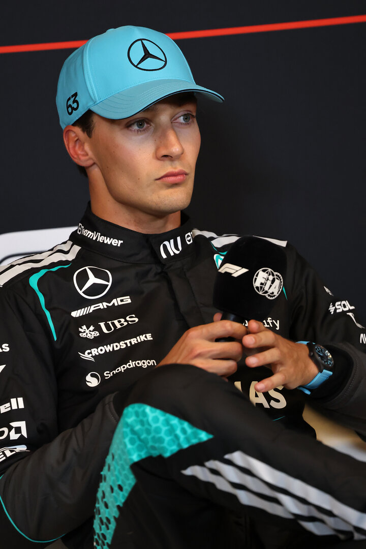 GP CANADA, George Russell (GBR) Mercedes AMG Formula One Team in the post qualifying FIA Press Conference.
23.05.2026. Formula 1 World Championship, Rd 5, Canadian Grand Prix, Montreal, Canada, Sprint e Qualifiche Day.
- www.xpbimages.com, EMail: requests@xpbimages.com © Copyright: Batchelor / XPB Images