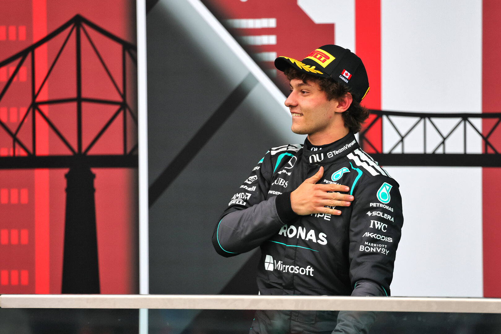 GP CANADA, Gara winner Andrea Kimi Antonelli (ITA) Mercedes AMG Formula One Team celebrates on the podium.
24.05.2026. Formula 1 World Championship, Rd 5, Canadian Grand Prix, Montreal, Canada, Gara Day.
- www.xpbimages.com, EMail: requests@xpbimages.com © Copyright: Moy / XPB Images