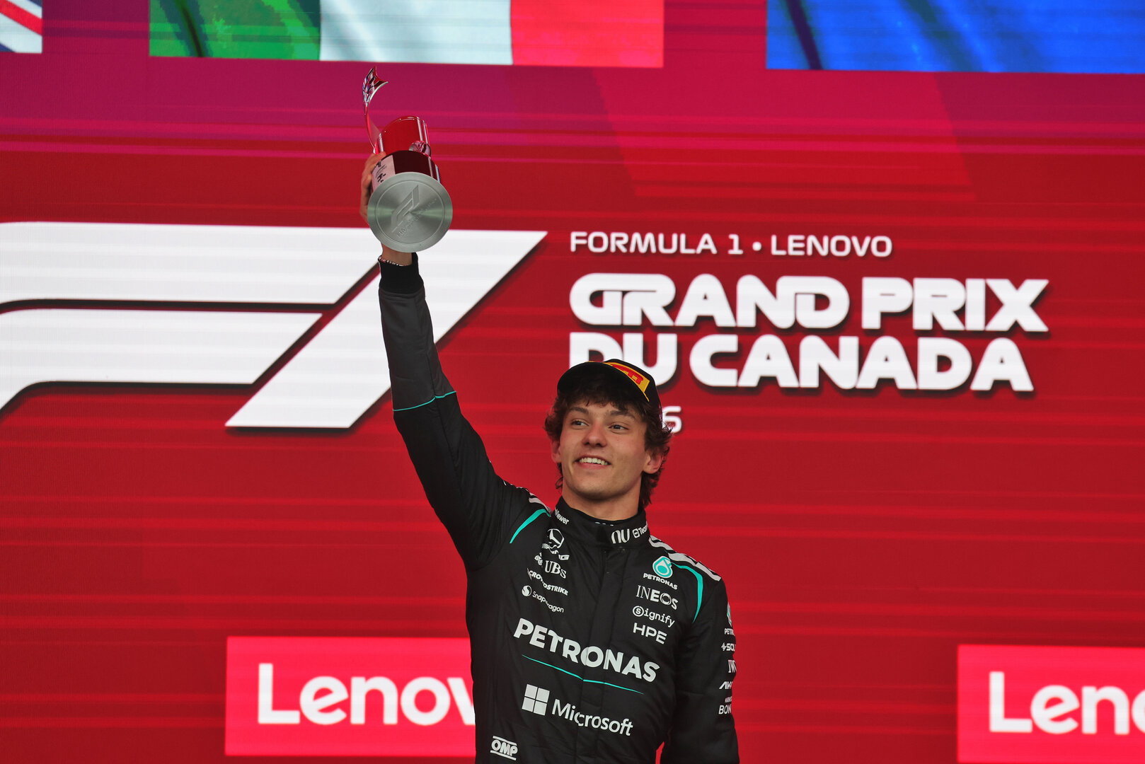 GP CANADA, Gara winner Andrea Kimi Antonelli (ITA) Mercedes AMG Formula One Team celebrates on the podium.
24.05.2026. Formula 1 World Championship, Rd 5, Canadian Grand Prix, Montreal, Canada, Gara Day.
- www.xpbimages.com, EMail: requests@xpbimages.com © Copyright: Moy / XPB Images