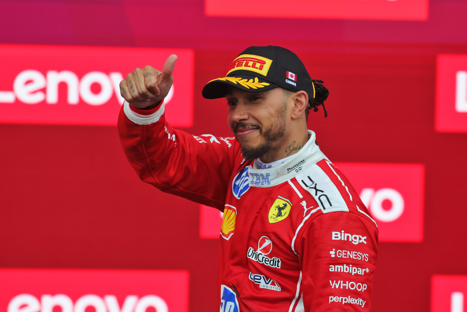 GP CANADA, Lewis Hamilton (GBR) Ferrari celebrates his second position on the podium.
24.05.2026. Formula 1 World Championship, Rd 5, Canadian Grand Prix, Montreal, Canada, Gara Day.
- www.xpbimages.com, EMail: requests@xpbimages.com © Copyright: Moy / XPB Images
