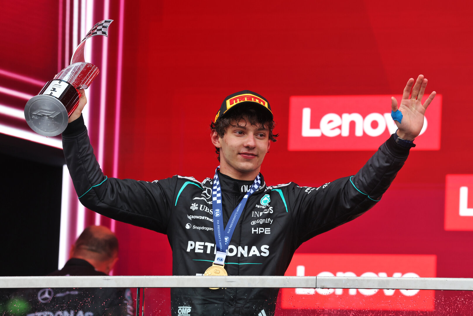 GP CANADA, Gara winner Andrea Kimi Antonelli (ITA) Mercedes AMG Formula One Team celebrates on the podium.
24.05.2026. Formula 1 World Championship, Rd 5, Canadian Grand Prix, Montreal, Canada, Gara Day.
 - www.xpbimages.com, EMail: requests@xpbimages.com © Copyright: Dunbar / XPB Images