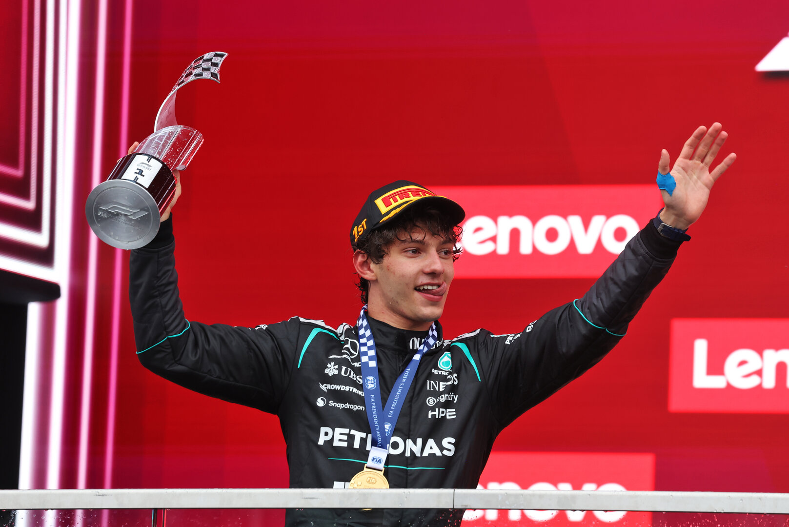 GP CANADA, Gara winner Andrea Kimi Antonelli (ITA) Mercedes AMG Formula One Team celebrates on the podium.
24.05.2026. Formula 1 World Championship, Rd 5, Canadian Grand Prix, Montreal, Canada, Gara Day.
- www.xpbimages.com, EMail: requests@xpbimages.com © Copyright: Dunbar / XPB Images