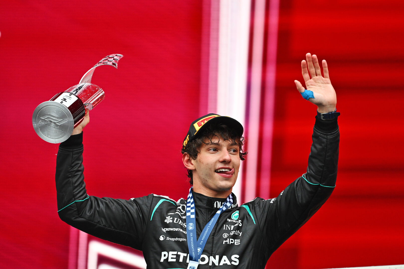 GP CANADA, Gara winner Andrea Kimi Antonelli (ITA) Mercedes AMG Formula One Team celebrates on the podium.
24.05.2026. Formula 1 World Championship, Rd 5, Canadian Grand Prix, Montreal, Canada, Gara Day.
- www.xpbimages.com, EMail: requests@xpbimages.com © Copyright: Price / XPB Images