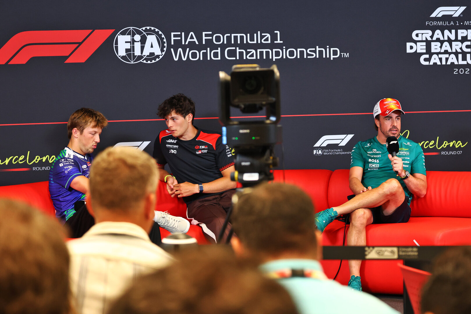 GP CATALUNYA, (L to R): Liam Lawson (NZL) Racing Bulls Formula One Team; Oliver Bearman (GBR) Haas F1 Team; e Fernando Alonso (ESP) Aston Martin F1 Team, in the FIA Press Conference.
11.06.2026. Formula 1 World Championship, Rd 7, Barcelona-Catalunya Grand Prix, Barcelona, Spain, Preparation Day.
- www.xpbimages.com, EMail: requests@xpbimages.com © Copyright: Bearne / XPB Images