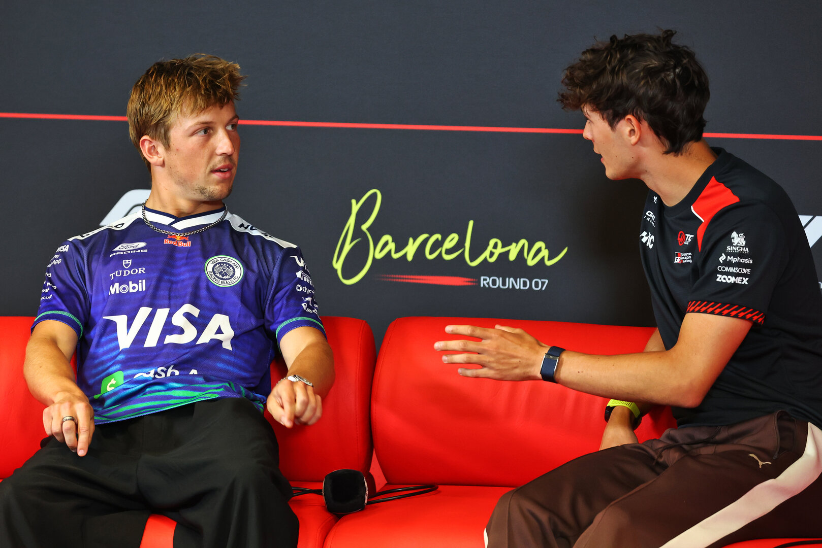 GP CATALUNYA, (L to R): Liam Lawson (NZL) Racing Bulls Formula One Team e Oliver Bearman (GBR) Haas F1 Team in the FIA Press Conference.
11.06.2026. Formula 1 World Championship, Rd 7, Barcelona-Catalunya Grand Prix, Barcelona, Spain, Preparation Day.
- www.xpbimages.com, EMail: requests@xpbimages.com © Copyright: Bearne / XPB Images