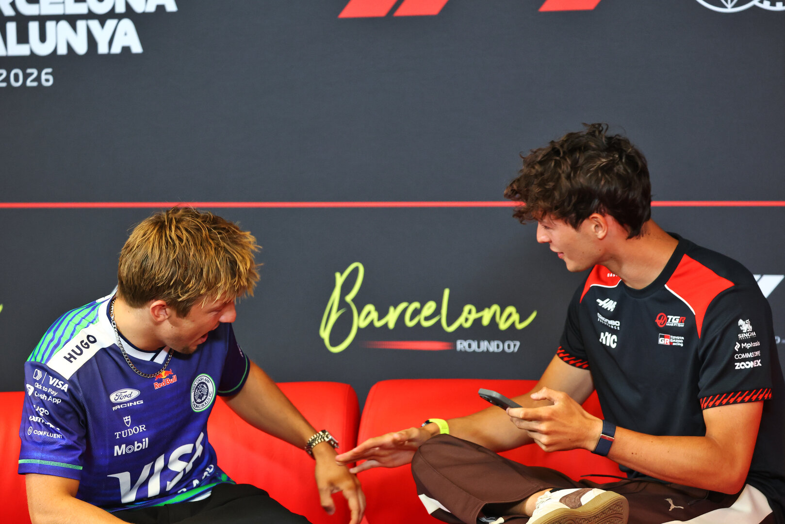 GP CATALUNYA, (L to R): Liam Lawson (NZL) Racing Bulls Formula One Team e Oliver Bearman (GBR) Haas F1 Team in the FIA Press Conference.
11.06.2026. Formula 1 World Championship, Rd 7, Barcelona-Catalunya Grand Prix, Barcelona, Spain, Preparation Day.
- www.xpbimages.com, EMail: requests@xpbimages.com © Copyright: Bearne / XPB Images