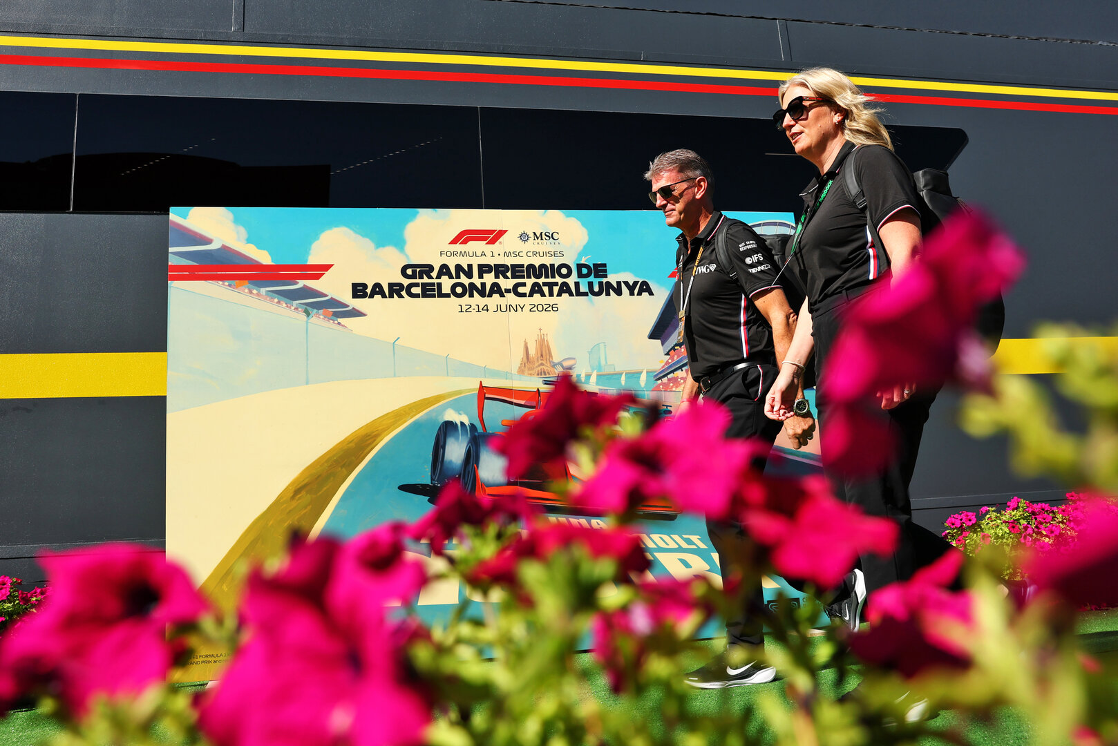 GP CATALUNYA, (L to R): Graeme Lowdon (GBR) Cadillac Formula 1 Team, Team Principal with Laura Marchant (GBR) Cadillac Formula 1 Team Executive Assistant.
12.06.2026. Formula 1 World Championship, Rd 7, Barcelona-Catalunya Grand Prix, Barcelona, Spain, Practice Day.
- www.xpbimages.com, EMail: requests@xpbimages.com © Copyright: Bearne / XPB Images