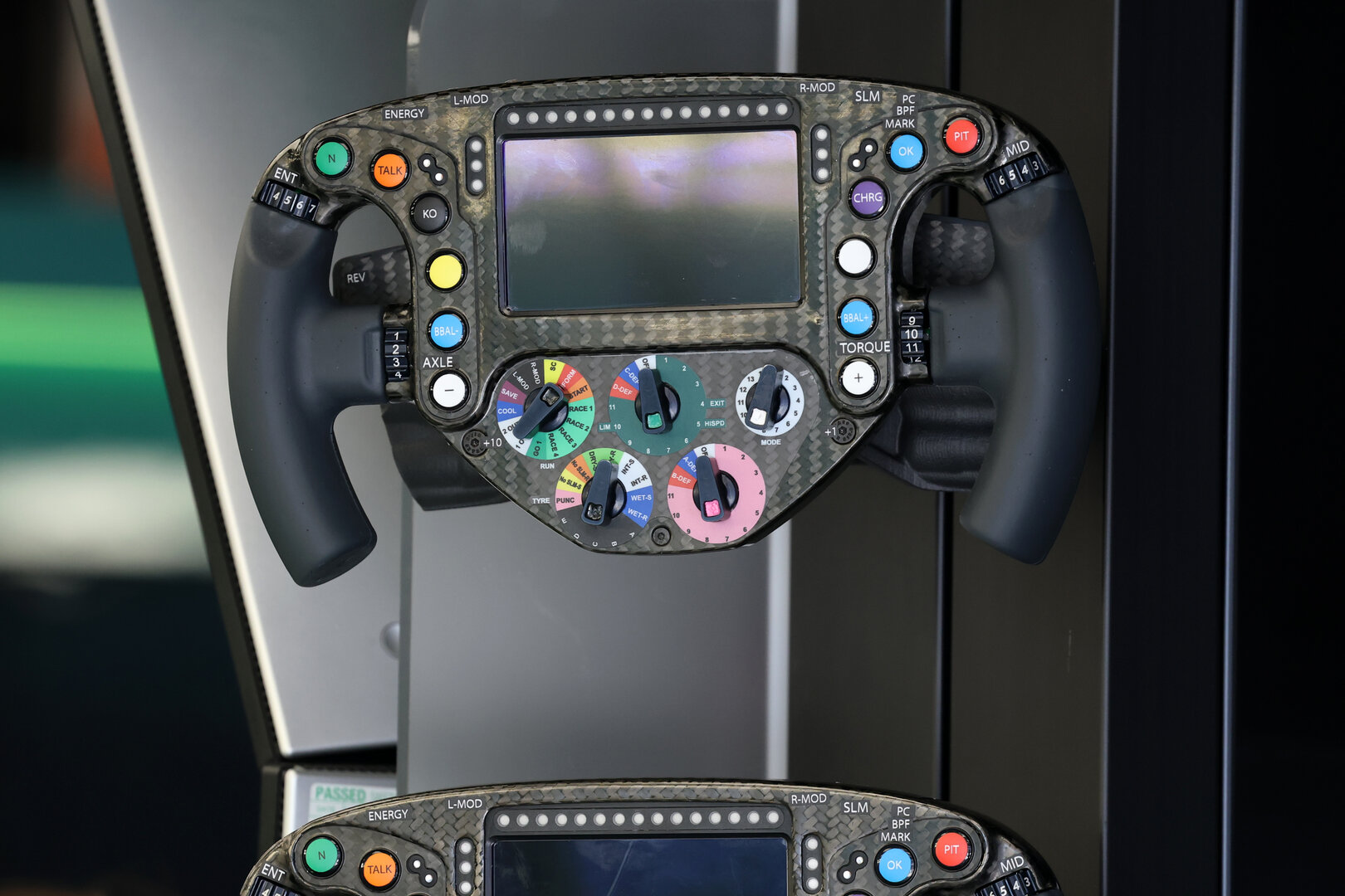 GP CATALUNYA, Aston Martin F1 Team AMR26 steering wheel.
12.06.2026. Formula 1 World Championship, Rd 7, Barcelona-Catalunya Grand Prix, Barcelona, Spain, Practice Day.
- www.xpbimages.com, EMail: requests@xpbimages.com © Copyright: Batchelor / XPB Images