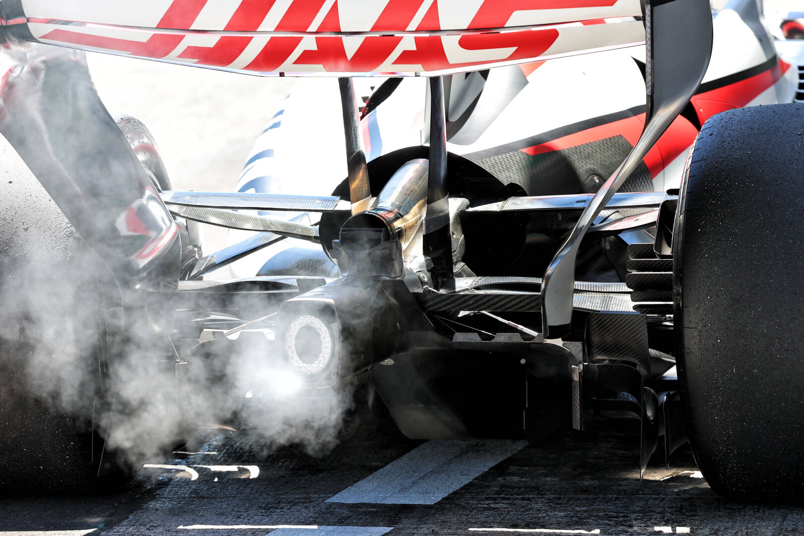 GP CATALUNYA, Haas F1 Team VF-26 - exhaust smoke.
12.06.2026. Formula 1 World Championship, Rd 7, Barcelona-Catalunya Grand Prix, Barcelona, Spain, Practice Day.
- www.xpbimages.com, EMail: requests@xpbimages.com © Copyright: Batchelor / XPB Images