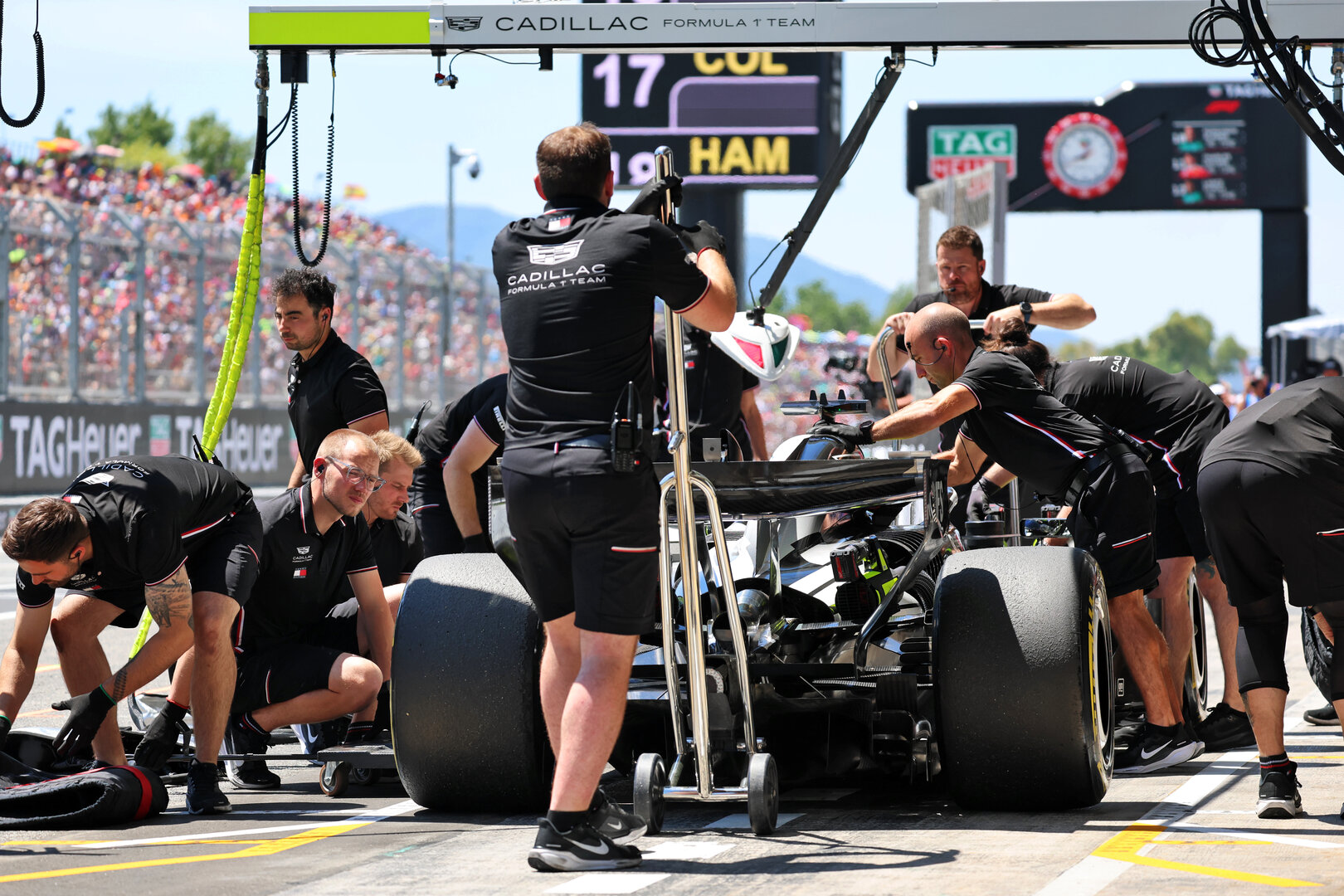 GP CATALUNYA, Sergio Perez (MEX) Cadillac Formula 1 Team MAC-26 in the pits.
13.06.2026. Formula 1 World Championship, Rd 7, Barcelona-Catalunya Grand Prix, Barcelona, Spain, Qualifiche Day.
- www.xpbimages.com, EMail: requests@xpbimages.com © Copyright: Batchelor / XPB Images