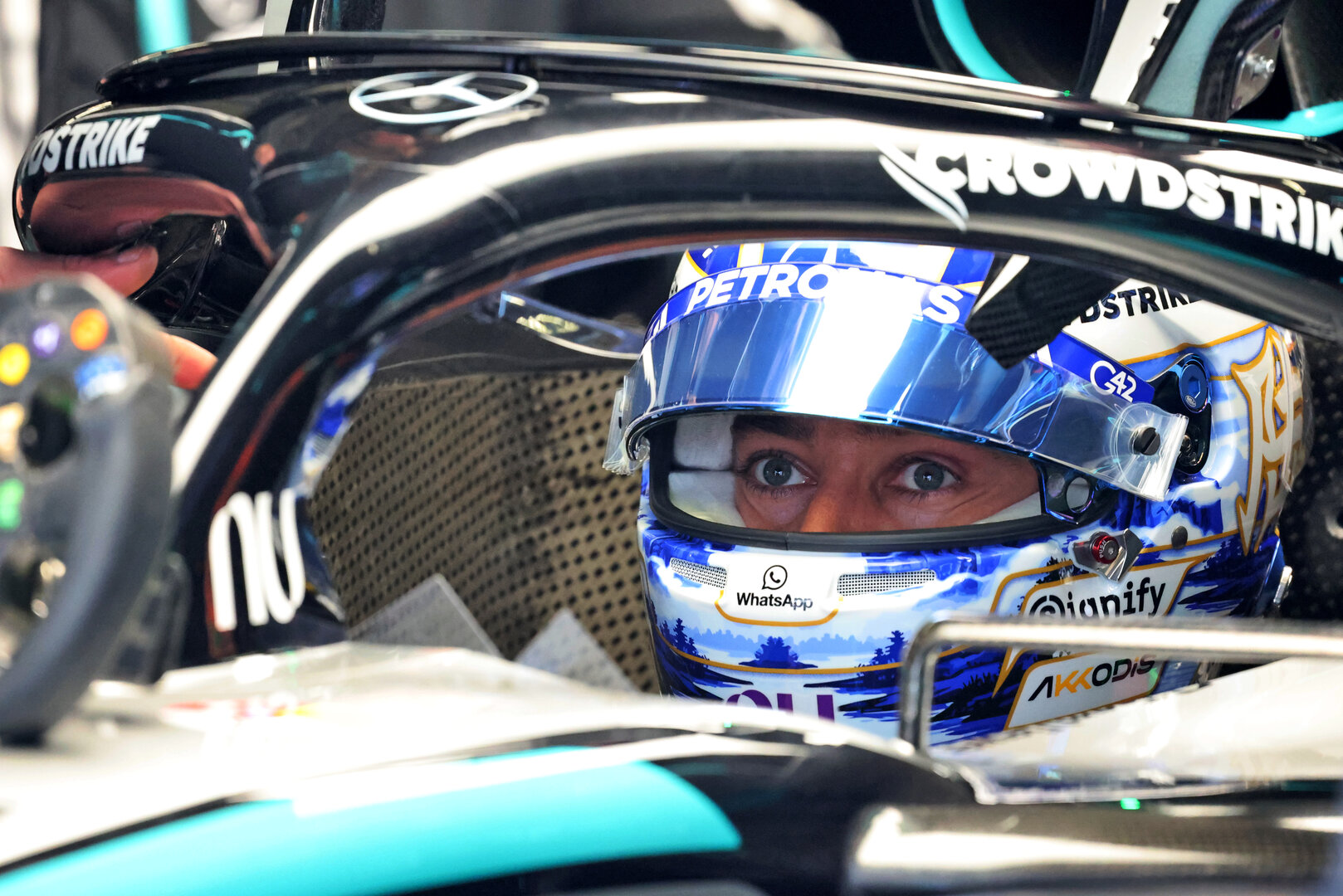 GP CINA, George Russell (GBR) Mercedes AMG Formula One Team W17.
13.03.2026. Formula 1 World Championship, Rd 2, Chinese Grand Prix, Shanghai, China, Sprint Qualifiche Day.
- www.xpbimages.com, EMail: requests@xpbimages.com © Copyright: Batchelor / XPB Images