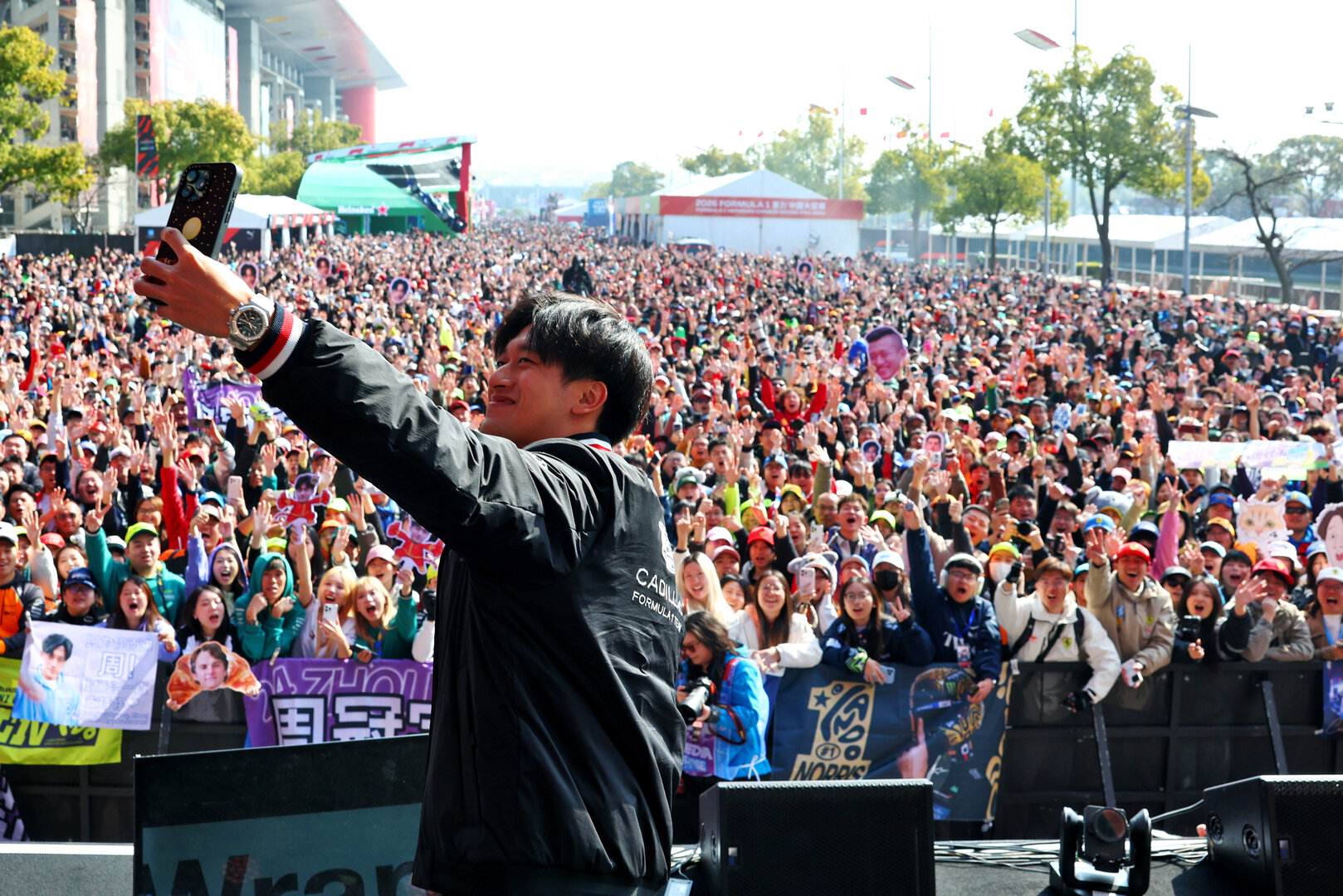GP CINA, Zhou Guanyu (CHN) Cadillac Formula 1 Team Reserve Driver on the FanZone Stage.
14.03.2026. Formula 1 World Championship, Rd 2, Chinese Grand Prix, Shanghai, China, Sprint e Qualifiche Day.
- www.xpbimages.com, EMail: requests@xpbimages.com © Copyright: Bearne / XPB Images