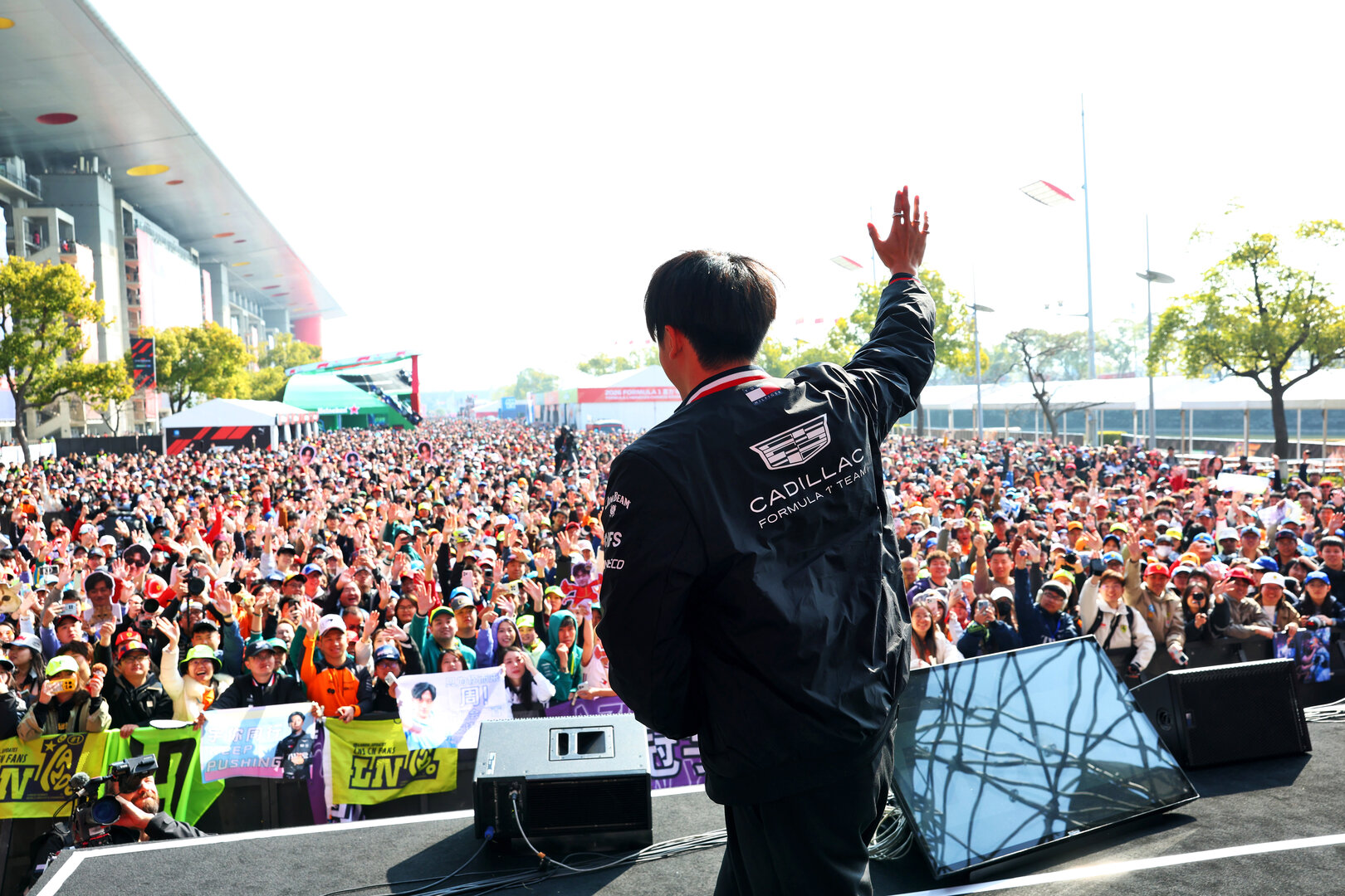 GP CINA, Zhou Guanyu (CHN) Cadillac Formula 1 Team Reserve Driver on the FanZone Stage.
14.03.2026. Formula 1 World Championship, Rd 2, Chinese Grand Prix, Shanghai, China, Sprint e Qualifiche Day.
- www.xpbimages.com, EMail: requests@xpbimages.com © Copyright: Bearne / XPB Images