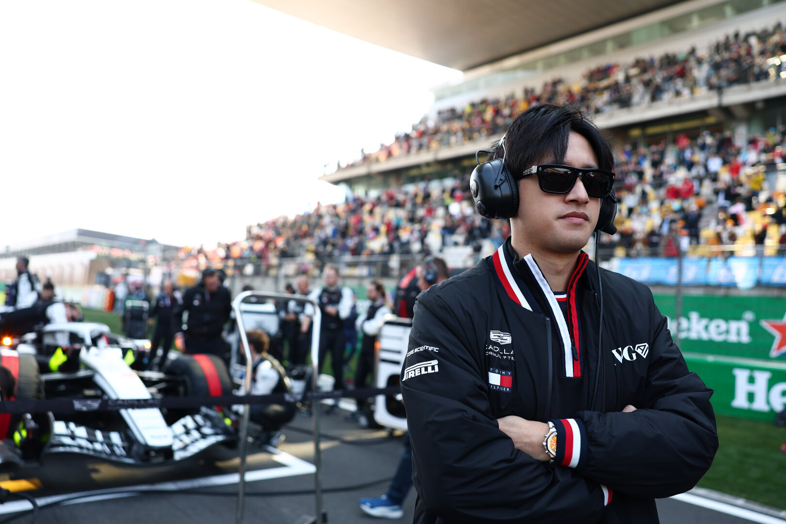 GP CINA, Zhou Guanyu (CHN) Cadillac Formula 1 Team Reserve Driver on the grid.
14.03.2026. Formula 1 World Championship, Rd 2, Chinese Grand Prix, Shanghai, China, Sprint e Qualifiche Day.
- www.xpbimages.com, EMail: requests@xpbimages.com © Copyright: Bearne / XPB Images